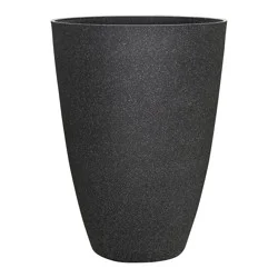 allen + roth 15.28-in W x 15.28-in L x 21.69-in H Black Resin Cone Indoor/Outdoor Planter