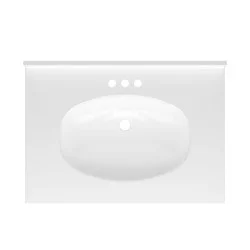 Project Source 31-in White Cultured Marble Single Sink 4-in Centerset Faucet Mount Bathroom Vanity Top