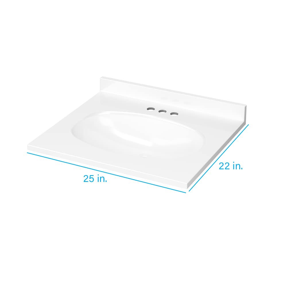 slide 2 of 6, Project Source 25-in x 22-in White Cultured Marble Single Sink 4-in Centerset Faucet Mount Bathroom Vanity Top, 1 ct