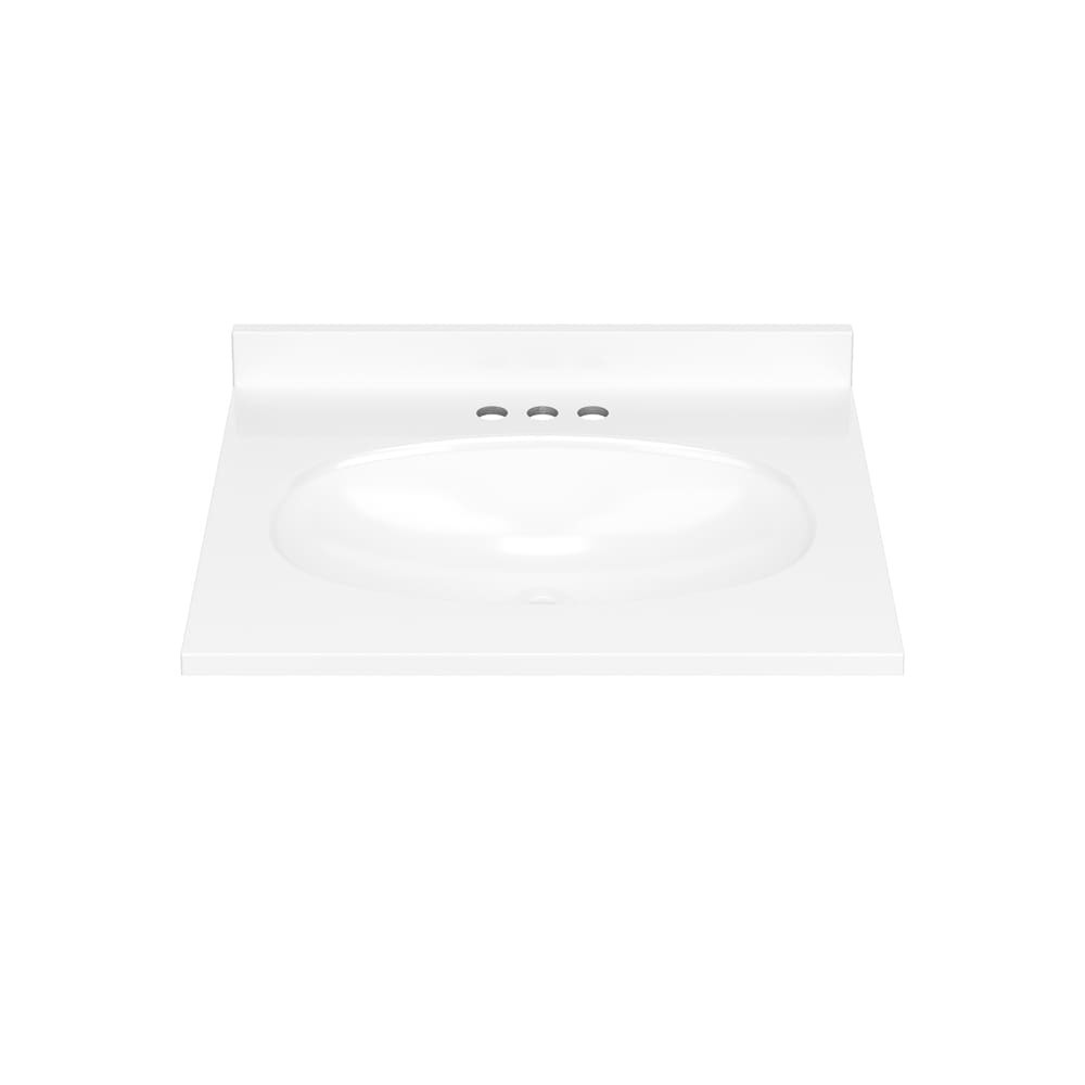 slide 4 of 6, Project Source 25-in x 22-in White Cultured Marble Single Sink 4-in Centerset Faucet Mount Bathroom Vanity Top, 1 ct