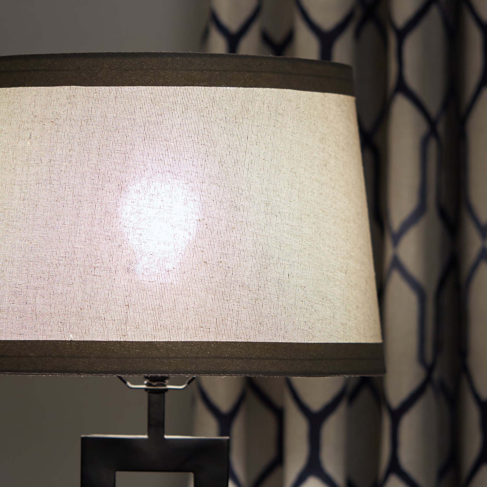 slide 2 of 6, allen + roth 9-in x 13-in Gray Fabric Drum Lamp Shade, 1 ct