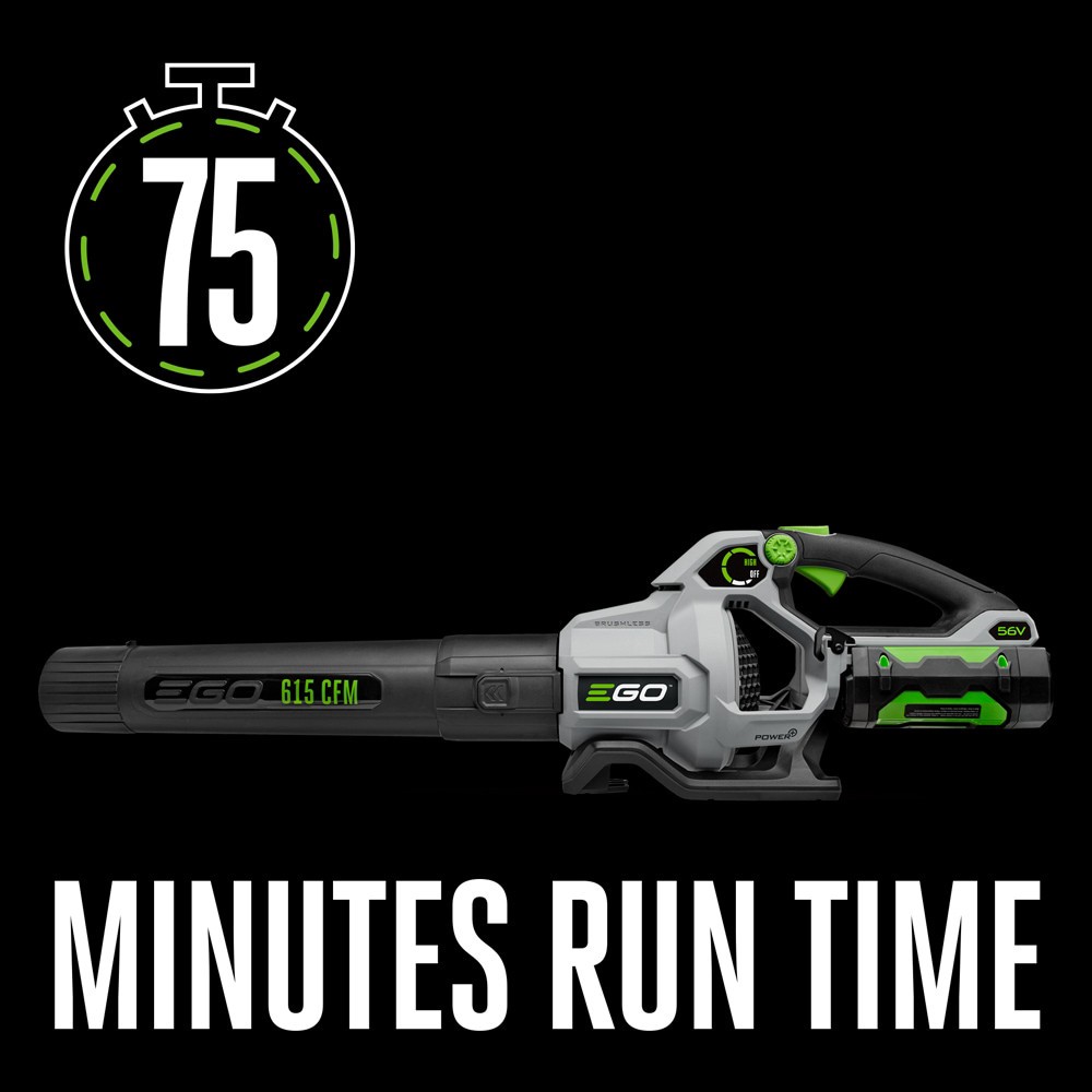 slide 5 of 6, EGO POWER+ 56-volt 615-CFM 170-MPH Battery Handheld Leaf Blower 2.5 Ah, 1 ct