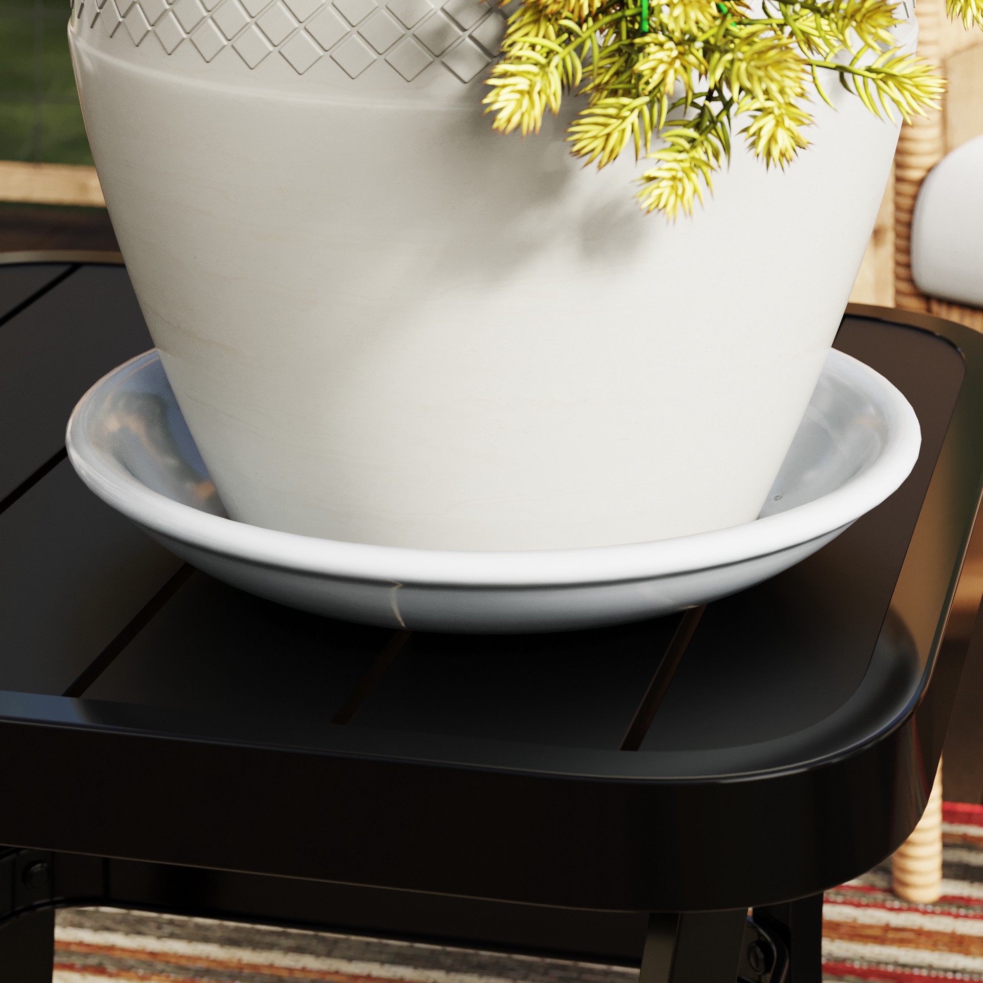 slide 3 of 5, allen + roth 11.6-in White Ceramic Plant Saucer, 1 ct