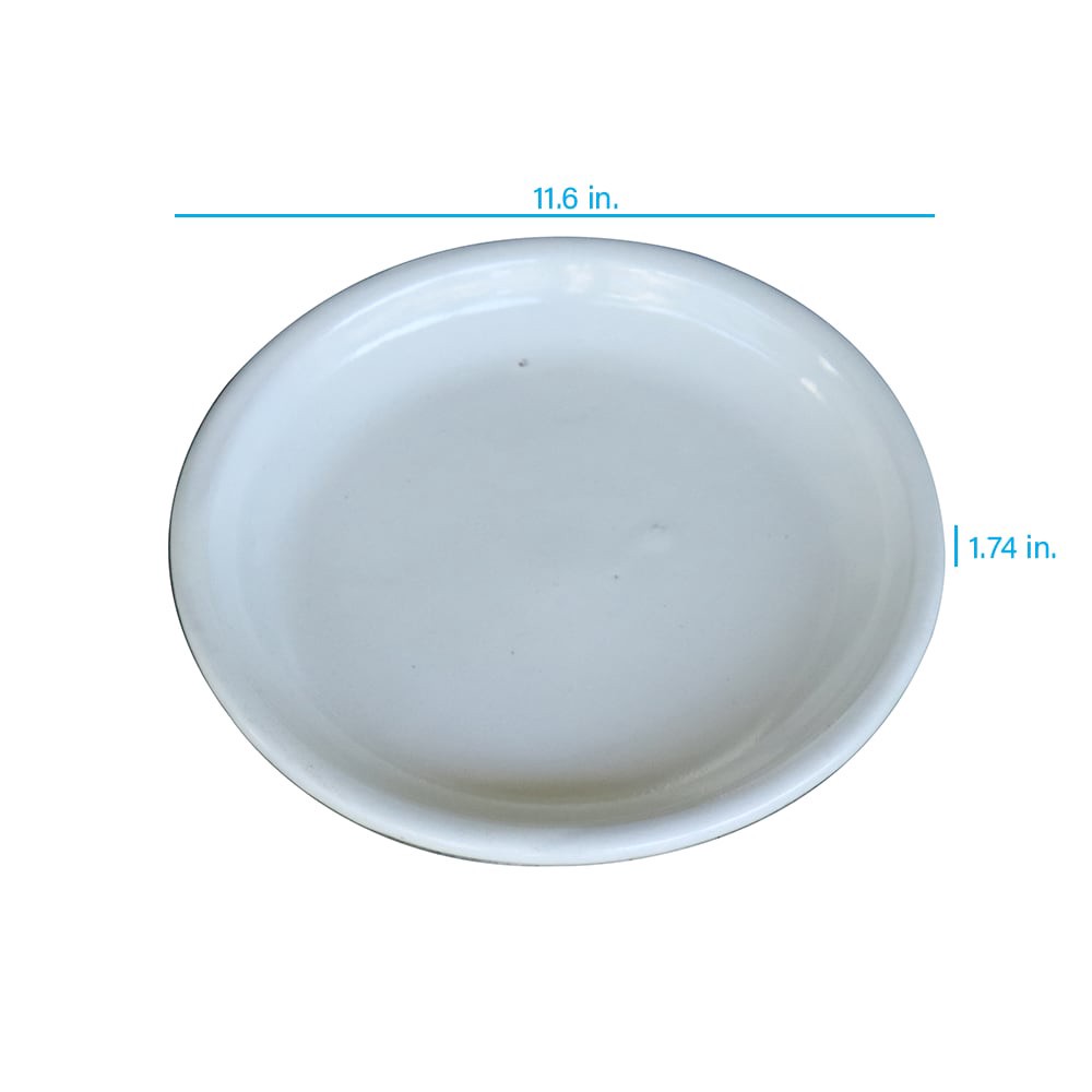 slide 3 of 4, allen + roth 11.6-in White Ceramic Plant Saucer, 1 ct