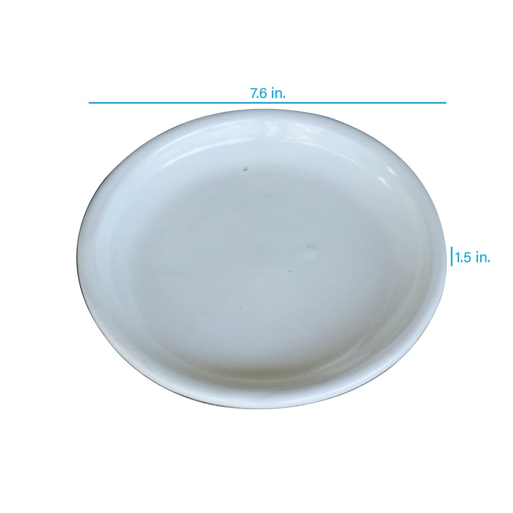 slide 3 of 4, allen + roth 7.6-in White Ceramic Plant Saucer, 1 ct