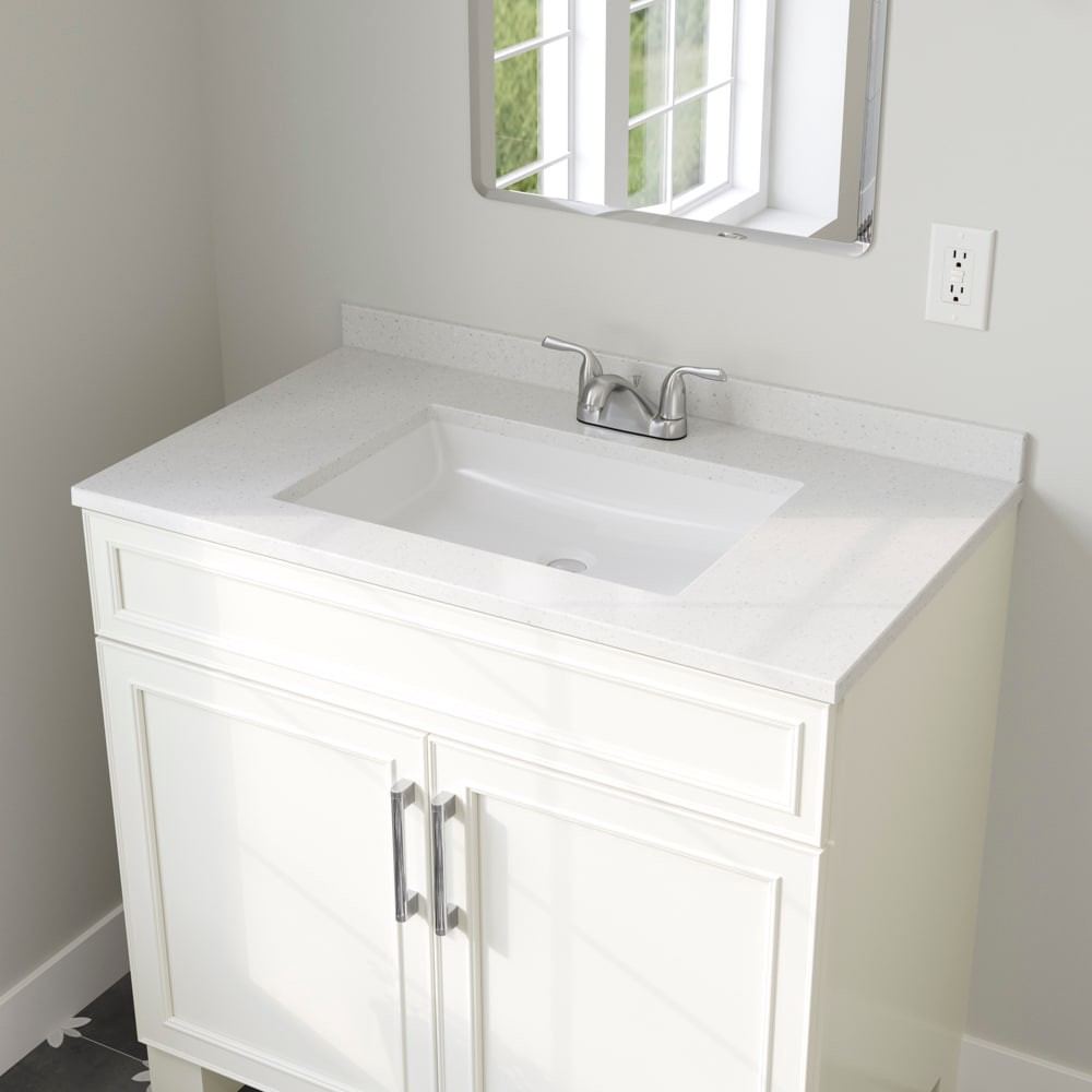 slide 2 of 6, Style Selections 37-in x 22-in Winter Sky Cultured Marble Single Sink 4-in Centerset Faucet Mount Bathroom Vanity Top, 1 ct