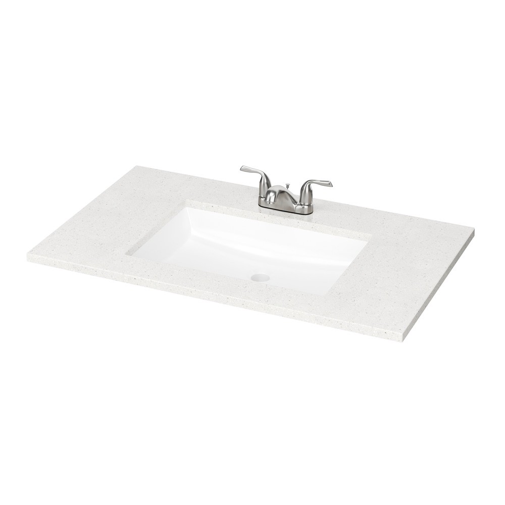 slide 3 of 6, Style Selections 37-in x 22-in Winter Sky Cultured Marble Single Sink 4-in Centerset Faucet Mount Bathroom Vanity Top, 1 ct