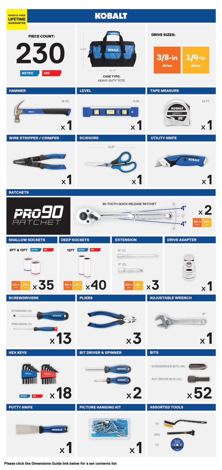 slide 2 of 6, Kobalt 230 -Piece Chrome Household Tool Set with Soft Case, 1 ct