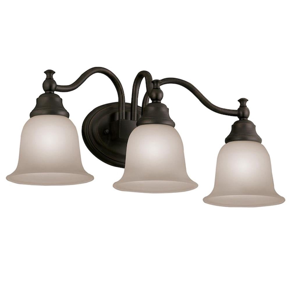 slide 1 of 2, allen + roth Brandy Chase 22.83-in 3-Light Oil-Rubbed Bronze Traditional Vanity Light Bar, 1 ct