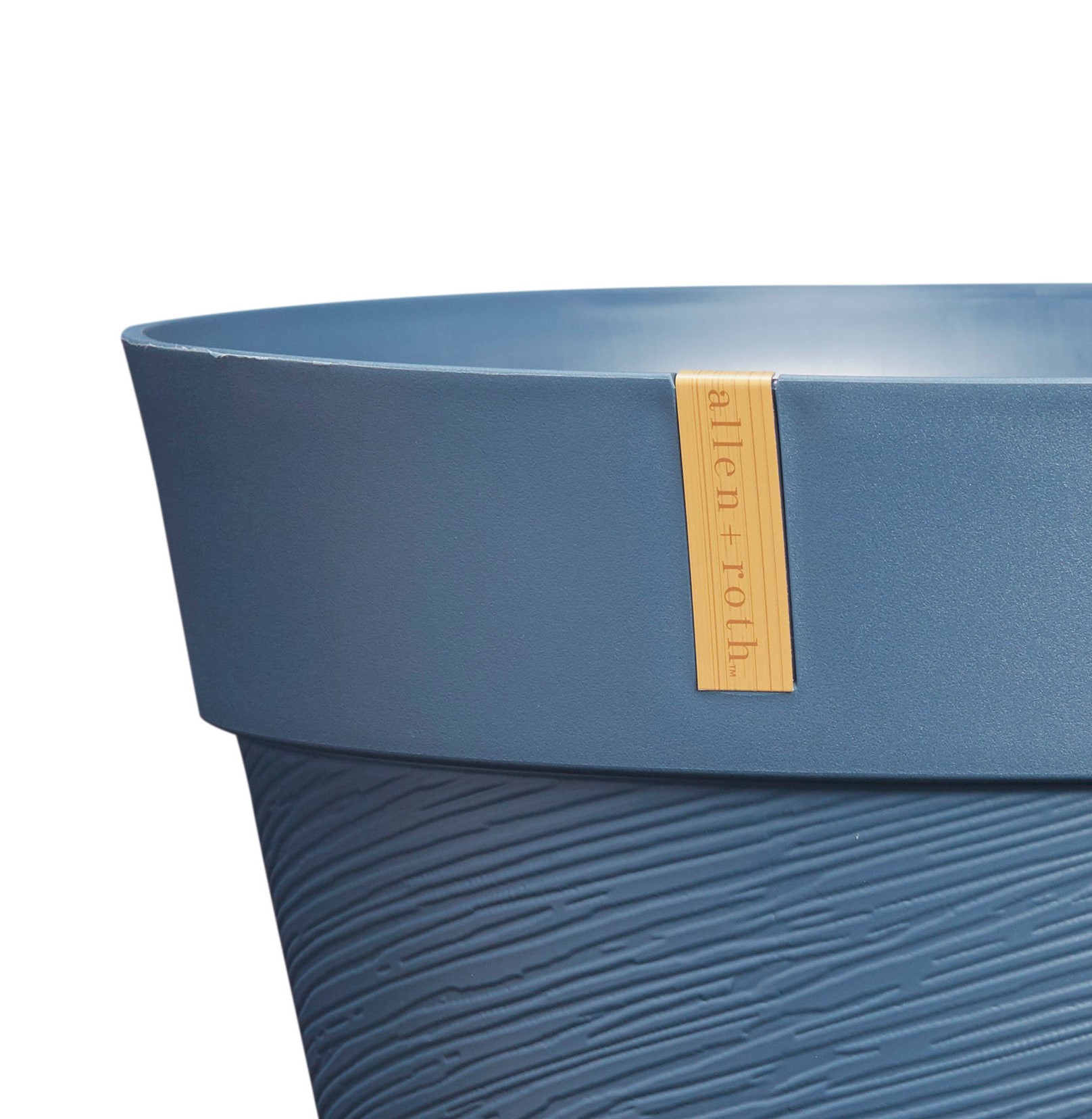 slide 5 of 6, allen + roth Round 13.78-in W x 13.78-in L Blue Resin Indoor/Outdoor Planter, 1 ct