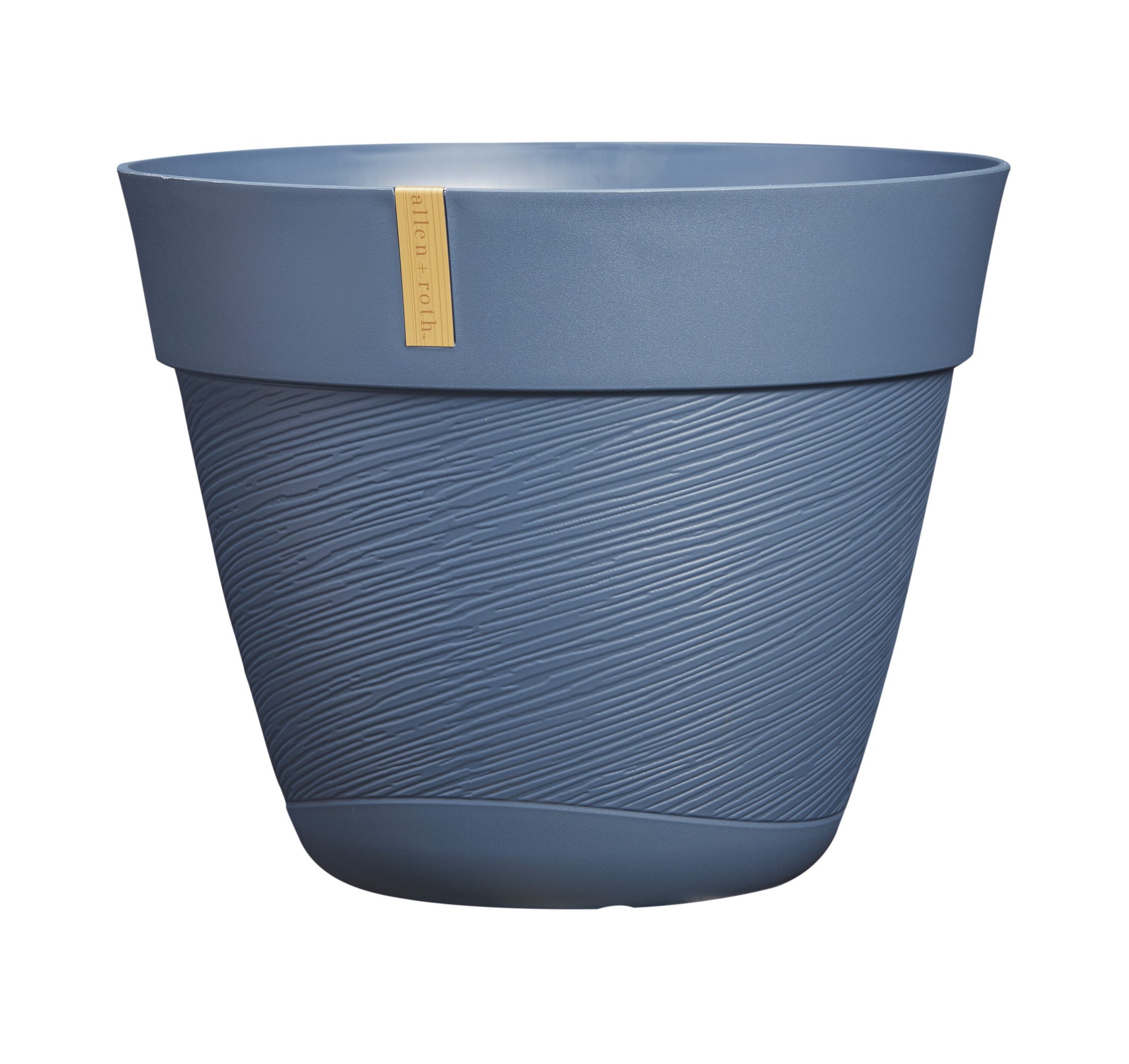 slide 1 of 6, allen + roth Round 13.78-in W x 13.78-in L Blue Resin Indoor/Outdoor Planter, 1 ct