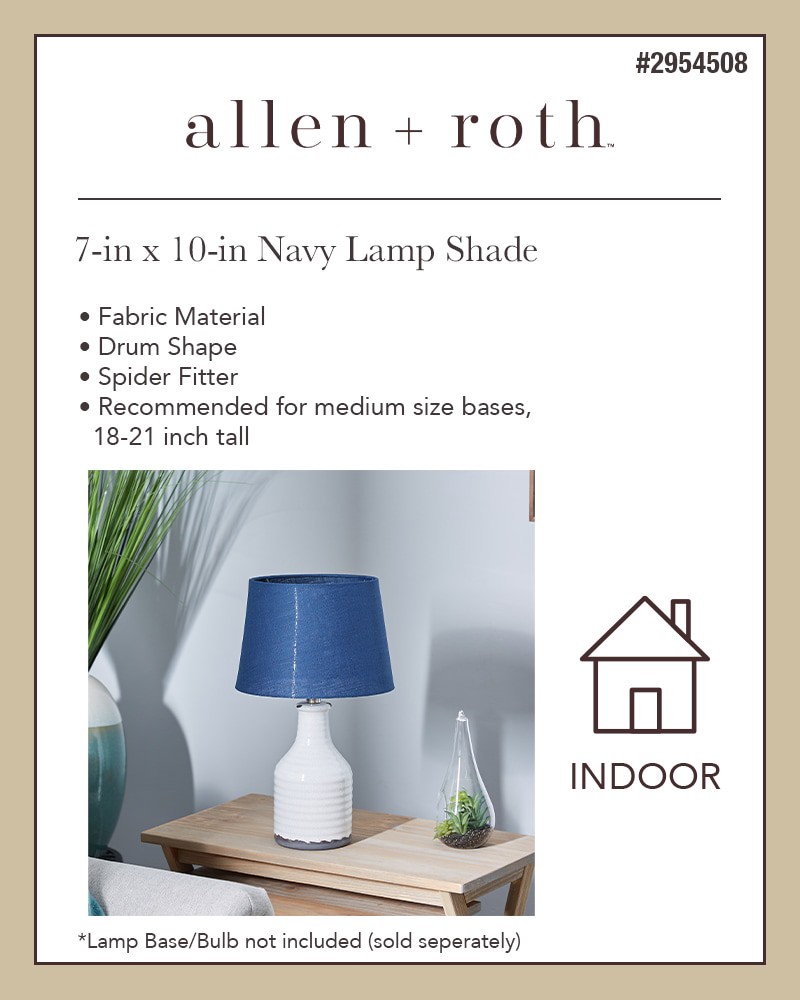 slide 5 of 6, allen + roth 7-in x 10-in Navy Fabric Drum Lamp Shade, 1 ct