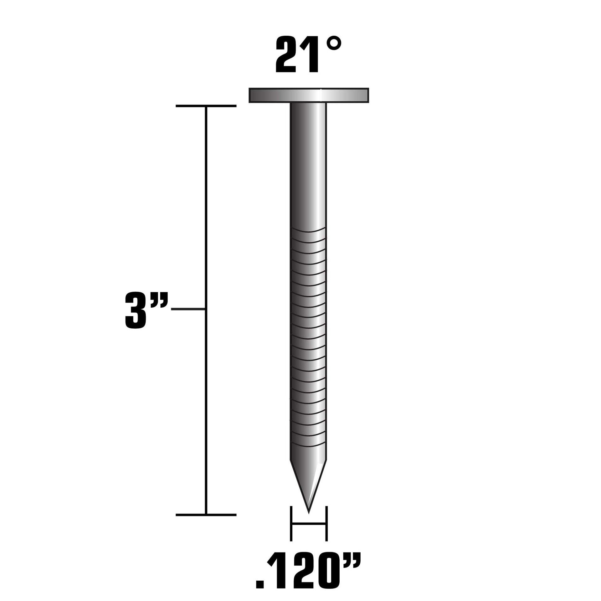 slide 2 of 6, Metabo HPT 3-in x 0.12-in 21 -Degree 10d Stainless steel Ring Shank Collated Framing nails ( 1000 -Per Box ), 1 ct