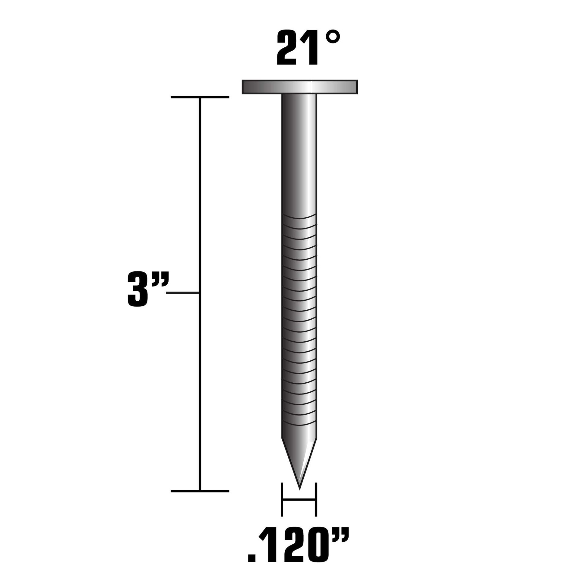 slide 2 of 6, Metabo HPT 3-in x 0.12-in 21 -Degree 10d Hot-dipped galvanized Ring Shank Collated Framing nails ( 4000 -Per Box ), 1 ct