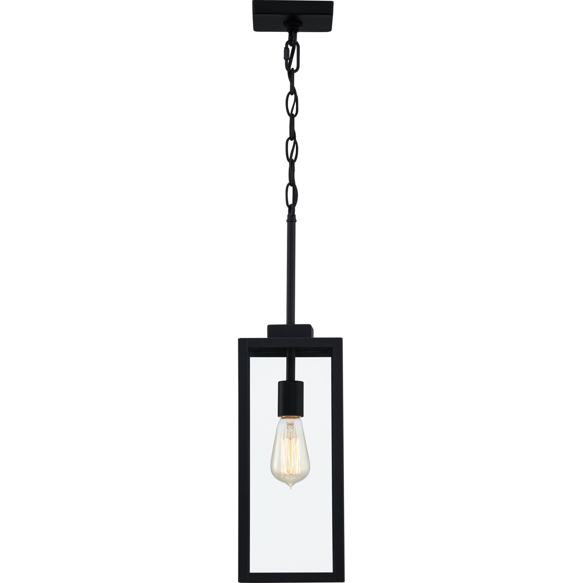 slide 4 of 6, Quoizel Breitling 1 -Light Matte Black Transitional Clear glass Rectangle Medium Hanging Pendant light, 1 ct