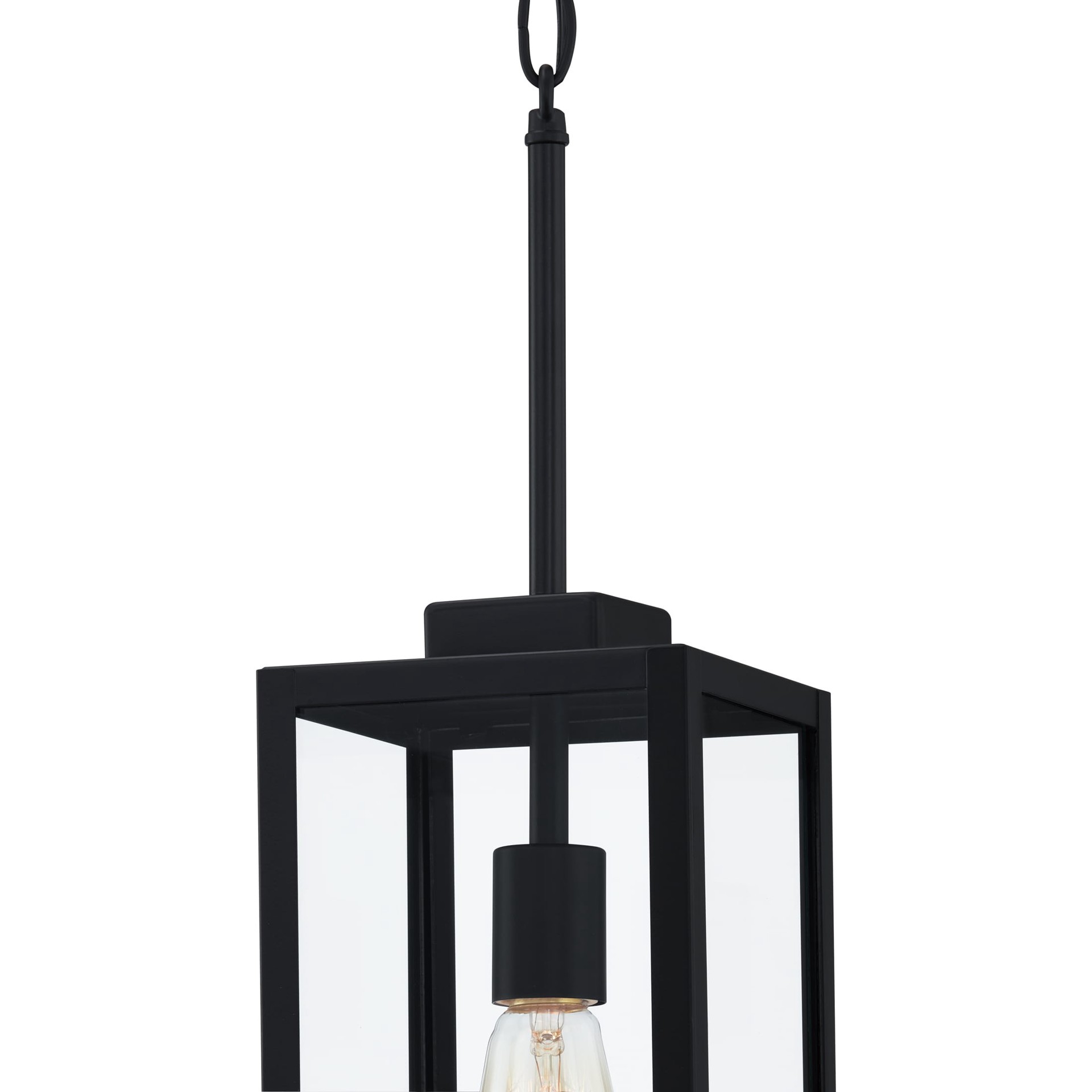 slide 6 of 6, Quoizel Breitling 1 -Light Matte Black Transitional Clear glass Rectangle Medium Hanging Pendant light, 1 ct