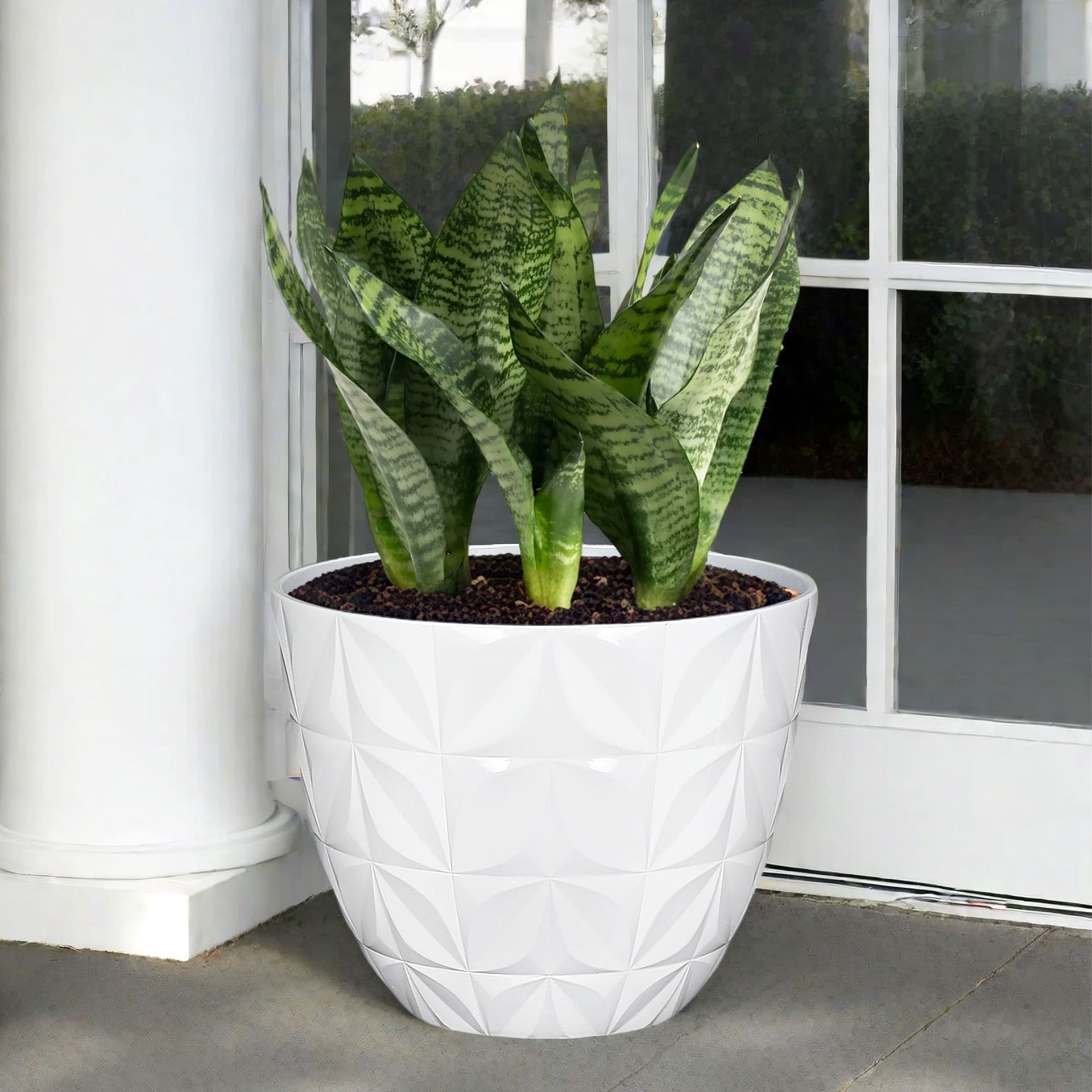 slide 4 of 6, allen + roth 11.46-in W x 11.46-in L White Recycled plastic Indoor/Outdoor Planter, 1 ct