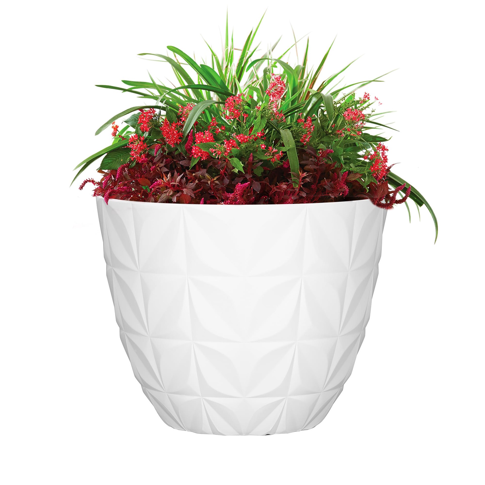 slide 5 of 6, allen + roth 11.46-in W x 11.46-in L White Recycled plastic Indoor/Outdoor Planter, 1 ct