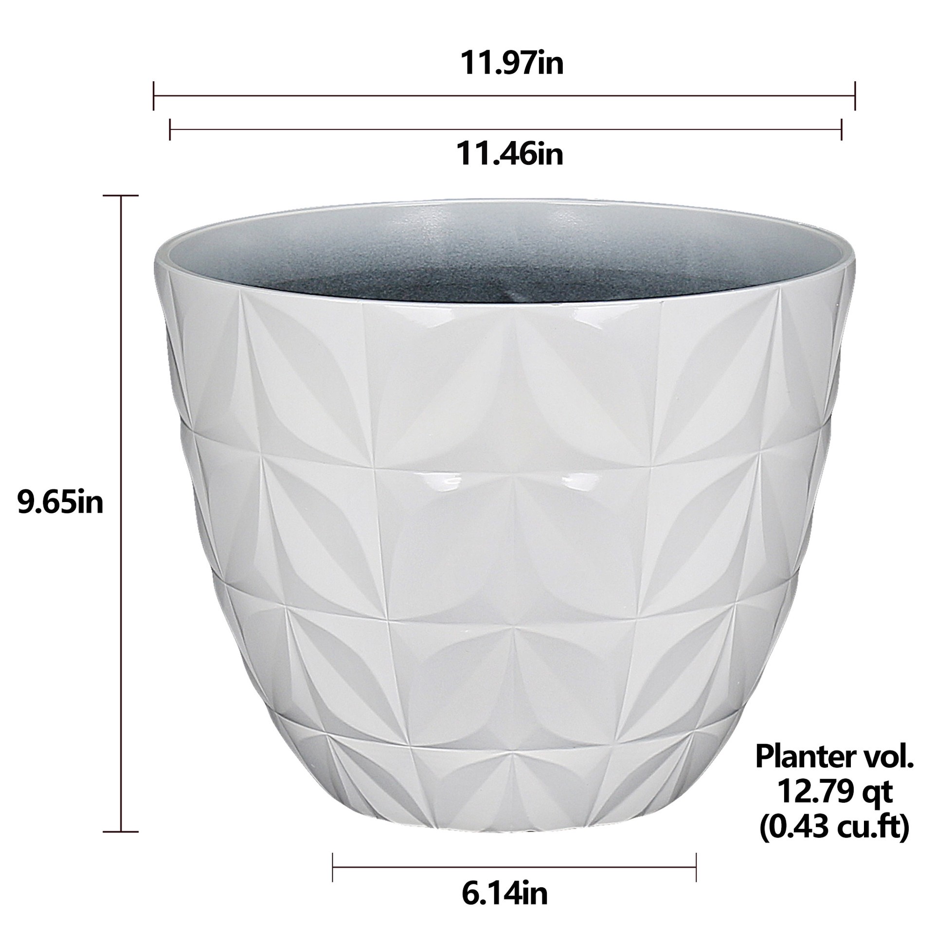 slide 6 of 6, allen + roth 11.46-in W x 11.46-in L White Recycled plastic Indoor/Outdoor Planter, 1 ct