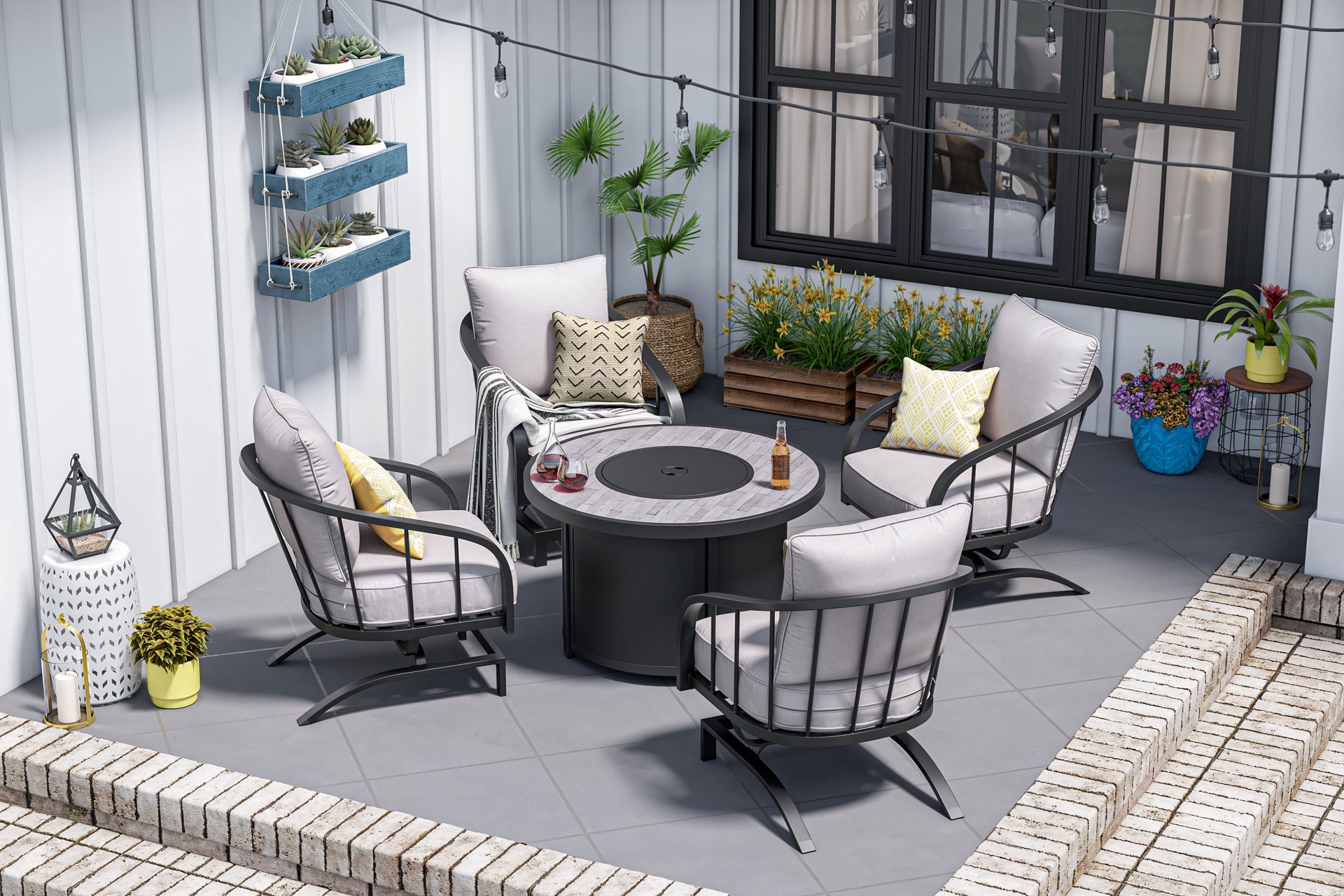 slide 2 of 6, allen + roth Round 13.86-in W x 13.86-in L Blue Recycled plastic Indoor/Outdoor Planter, 1 ct