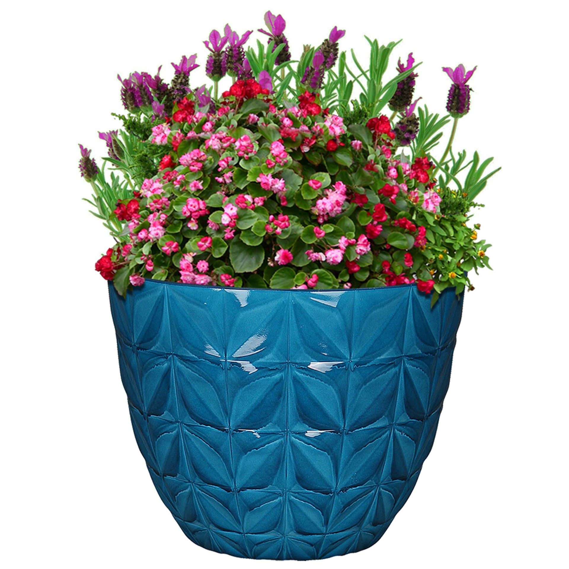 slide 5 of 6, allen + roth Round 13.86-in W x 13.86-in L Blue Recycled plastic Indoor/Outdoor Planter, 1 ct