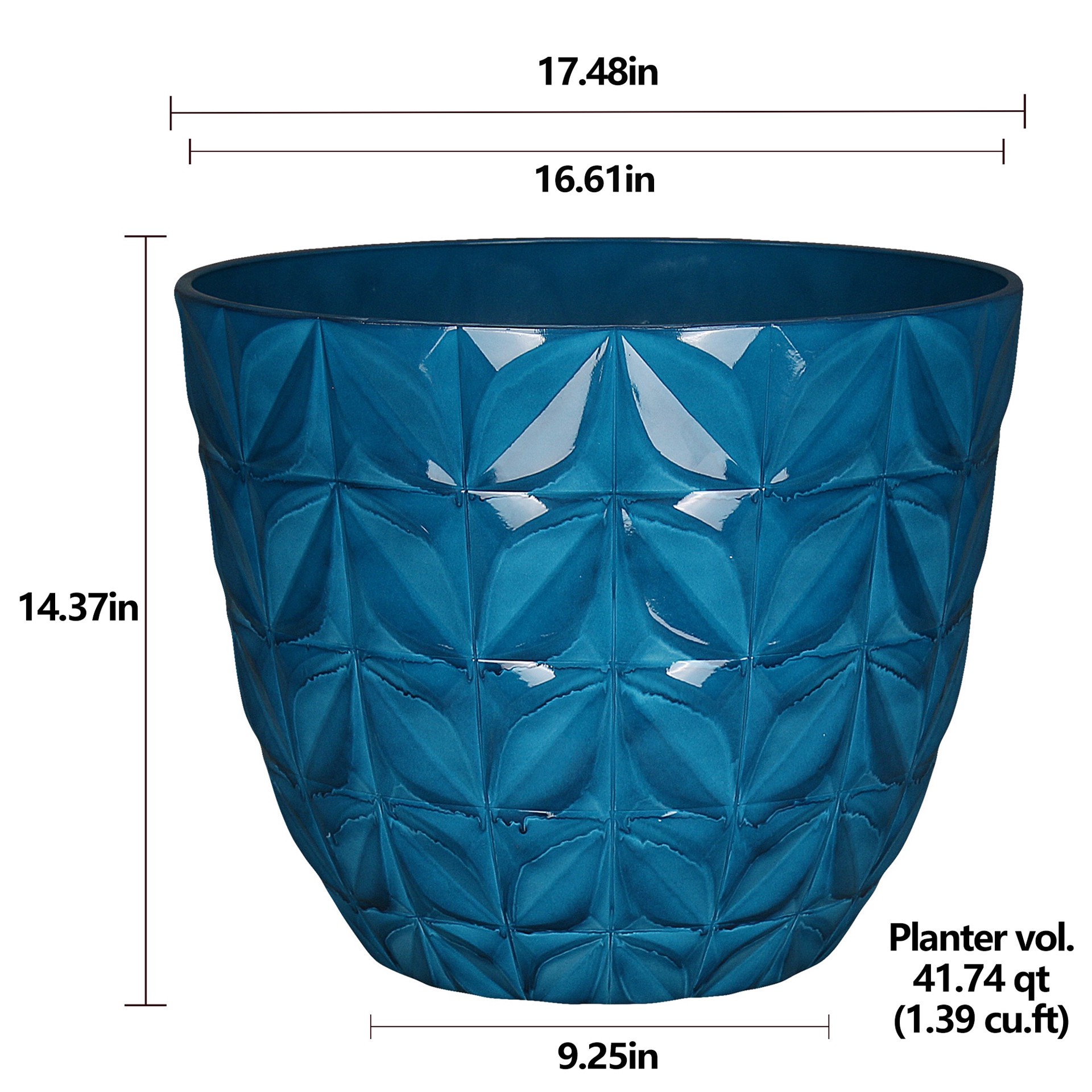 slide 6 of 6, allen + roth Round 16.61-in W x 16.61-in L Blue Recycled plastic Indoor/Outdoor Planter, 1 ct