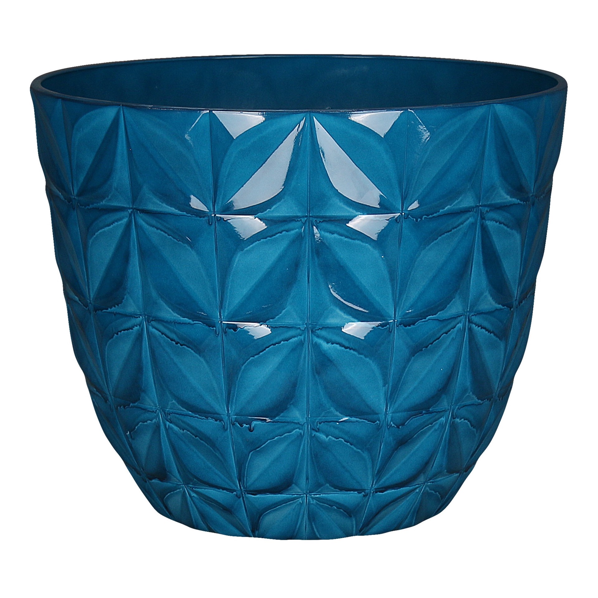 slide 1 of 6, allen + roth Round 16.61-in W x 16.61-in L Blue Recycled plastic Indoor/Outdoor Planter, 1 ct