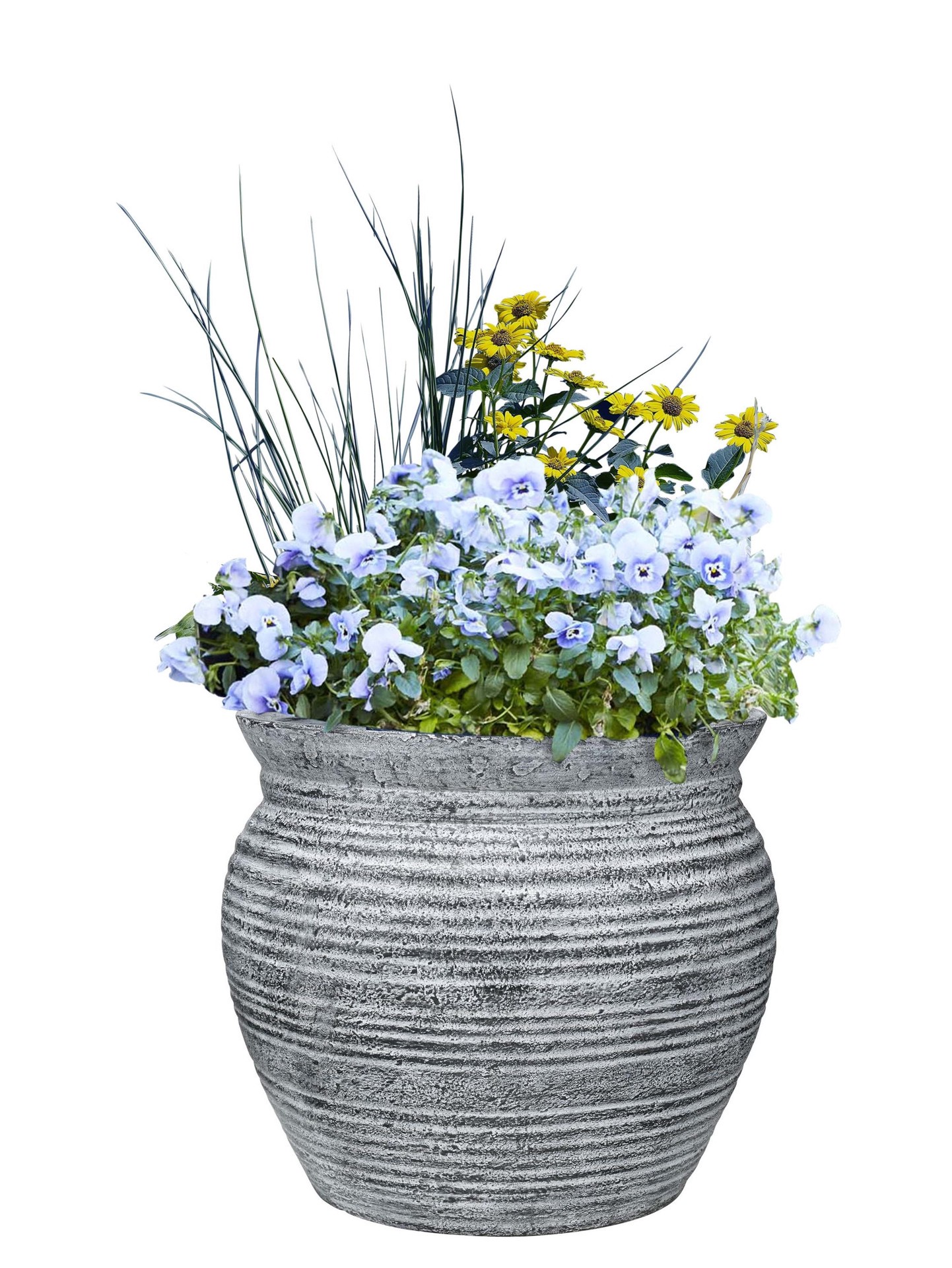 slide 2 of 6, allen + roth Round 16.0-in W x 16.0-in L Gray Mixed/Composite Indoor/Outdoor Planter, 1 ct