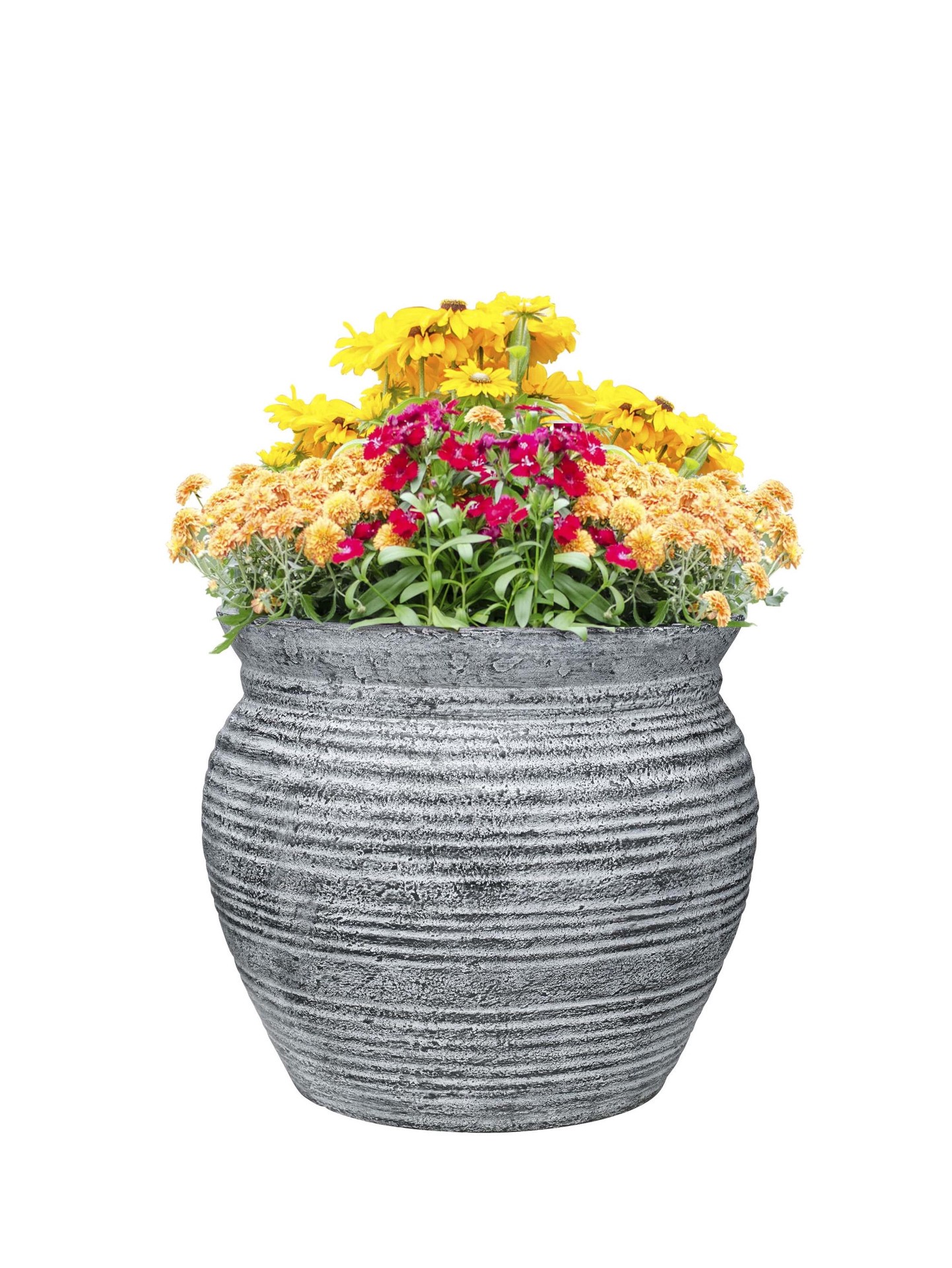 slide 3 of 6, allen + roth Round 16.0-in W x 16.0-in L Gray Mixed/Composite Indoor/Outdoor Planter, 1 ct