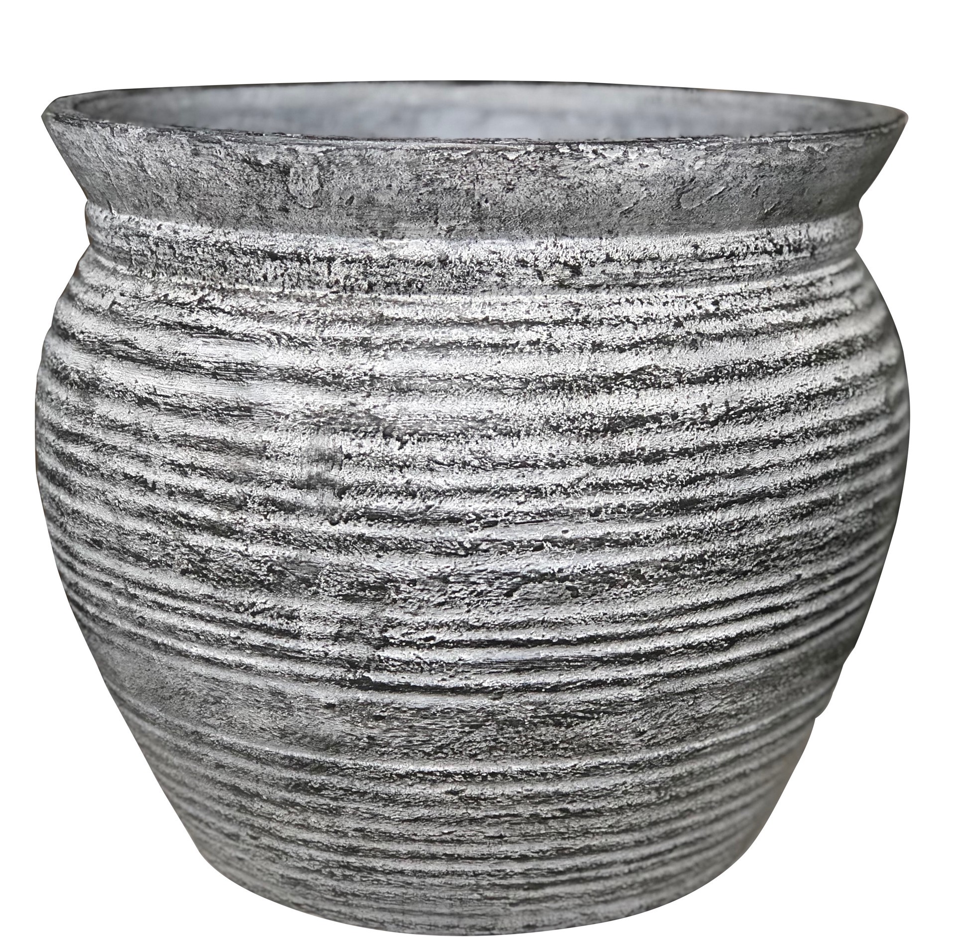 slide 1 of 6, allen + roth Round 16.0-in W x 16.0-in L Gray Mixed/Composite Indoor/Outdoor Planter, 1 ct