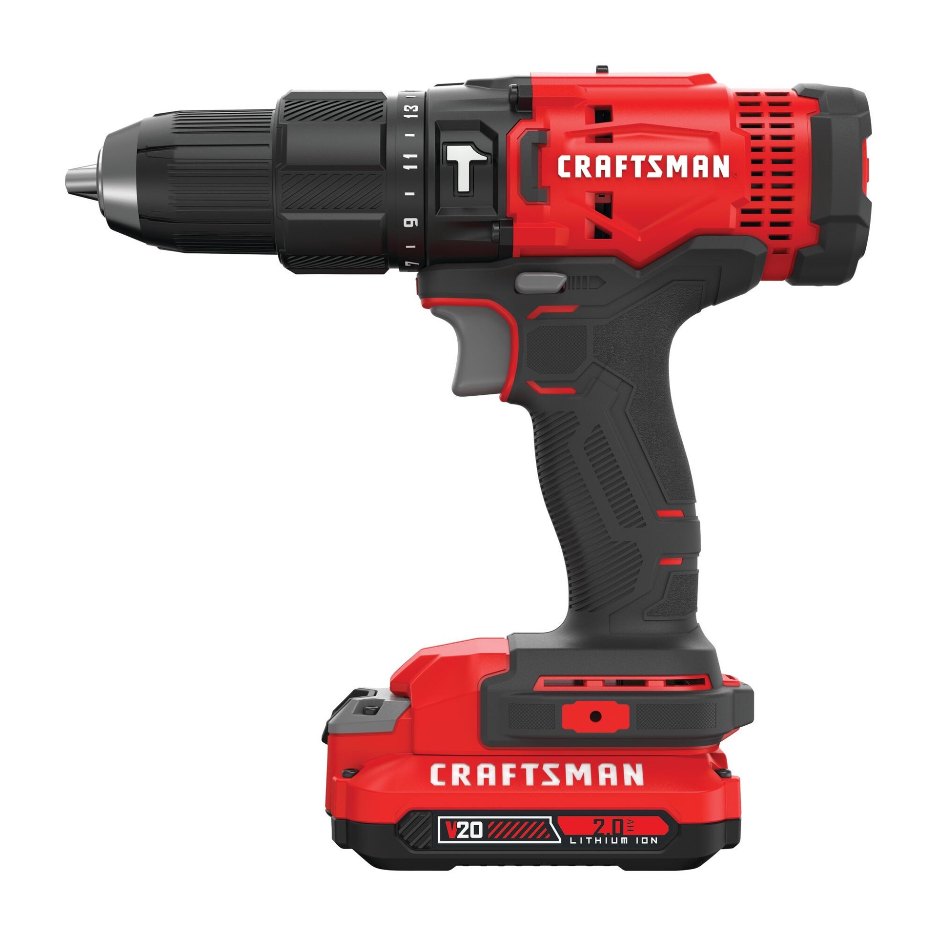 slide 2 of 6, CRAFTSMAN V20 1/2-in 20-volt max Variable Speed Cordless Hammer Drill 1 -Batteries, 1 ct
