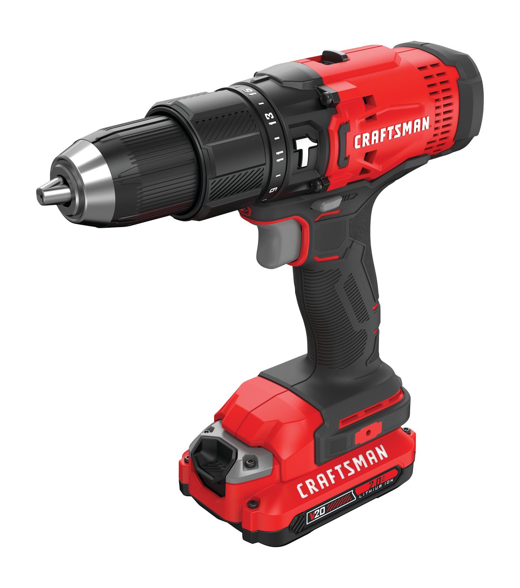 slide 3 of 6, CRAFTSMAN V20 1/2-in 20-volt max Variable Speed Cordless Hammer Drill 1 -Batteries, 1 ct