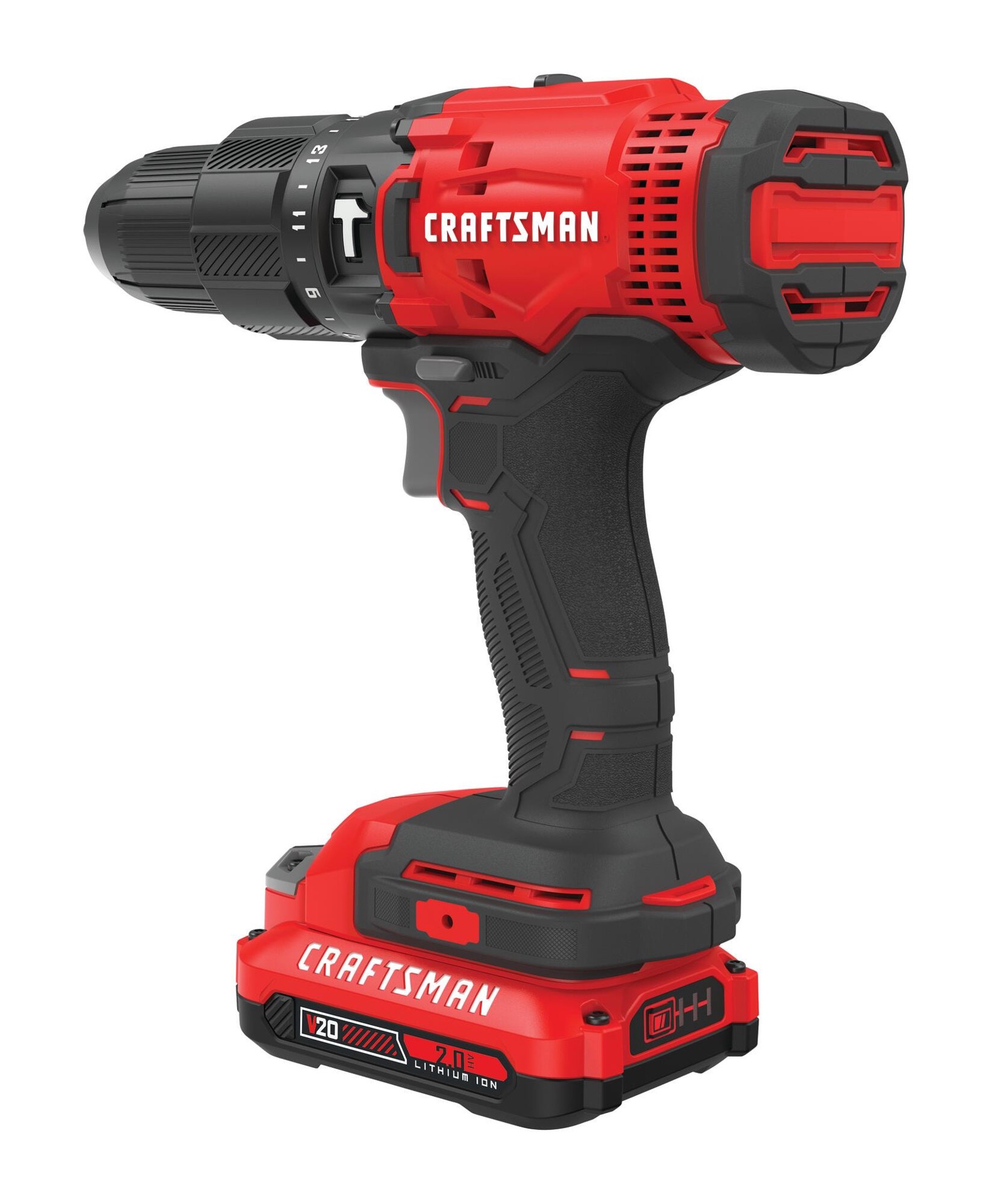 slide 5 of 6, CRAFTSMAN V20 1/2-in 20-volt max Variable Speed Cordless Hammer Drill 1 -Batteries, 1 ct