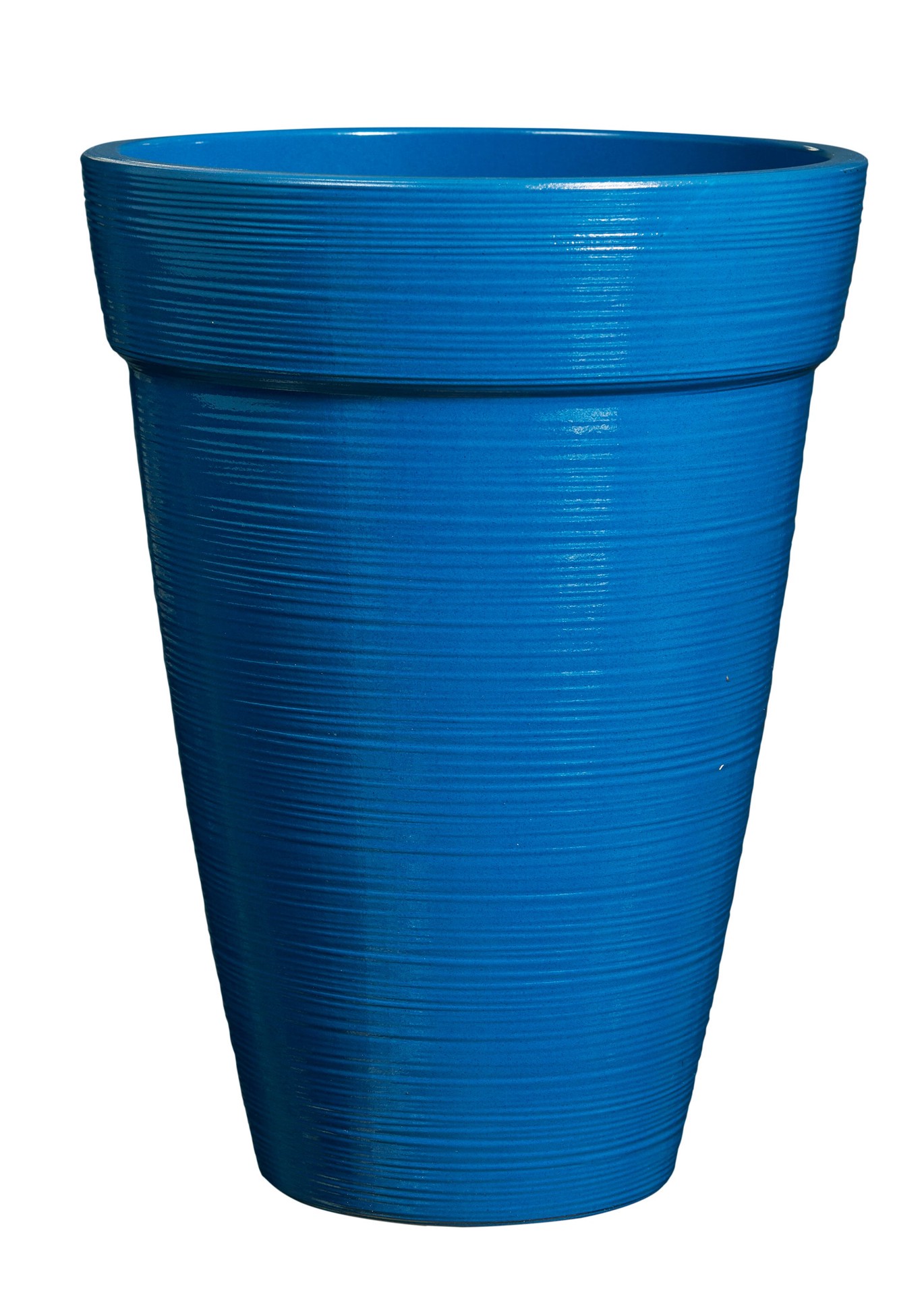 slide 1 of 6, allen + roth Round 15.79-in W x 15.79-in L Blue Resin Indoor/Outdoor Planter, 1 ct