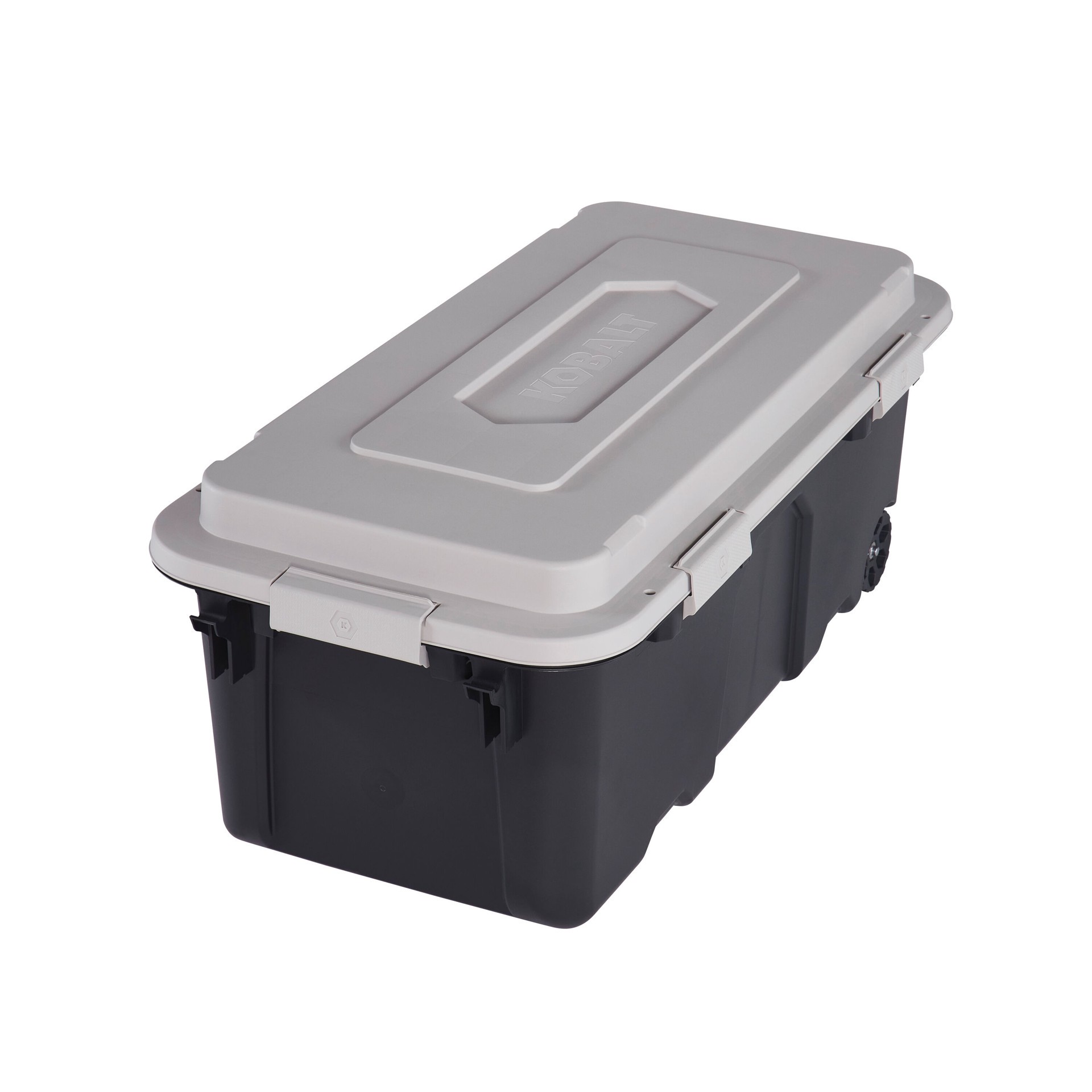 slide 3 of 6, Kobalt X-large 31 -Gallons ( 124 -Quarts ) Grey Heavy Duty Rolling Stackable Tote with Latching Lid, 1 ct