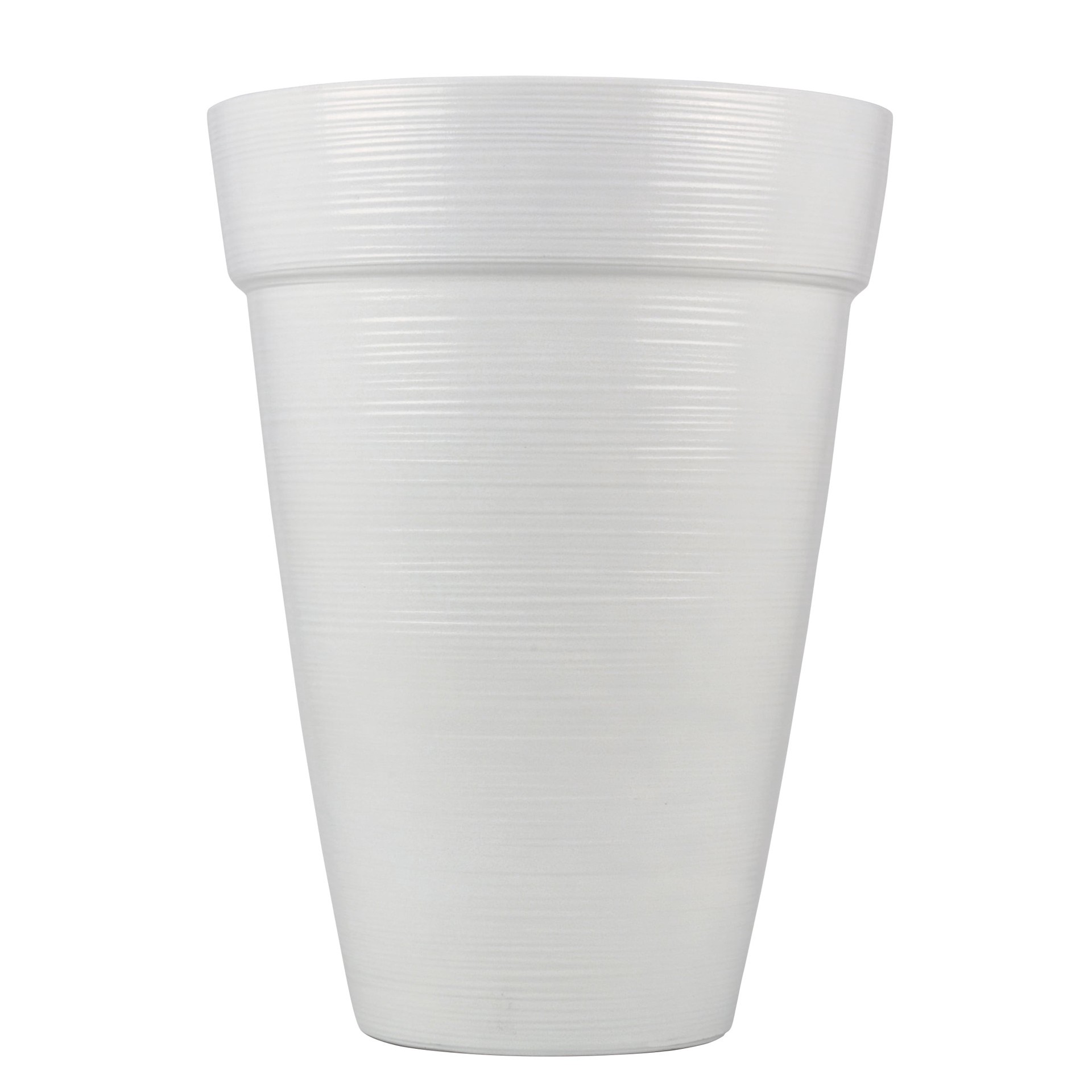 slide 4 of 6, allen + roth Round 15.79-in W x 15.79-in L White Resin Indoor/Outdoor Planter, 1 ct