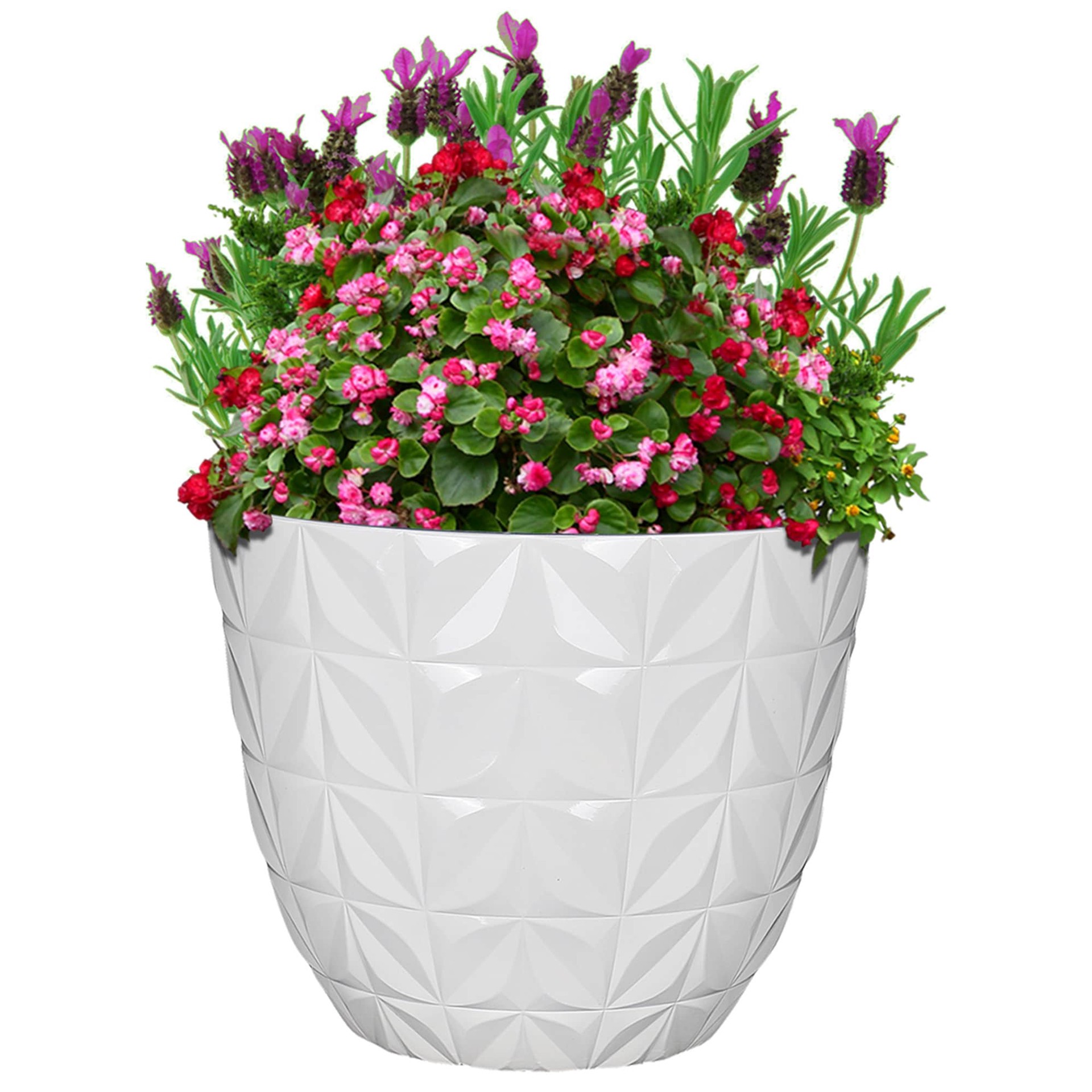 slide 5 of 6, allen + roth 16.61-in W x 16.61-in L White Resin Indoor/Outdoor Planter, 1 ct