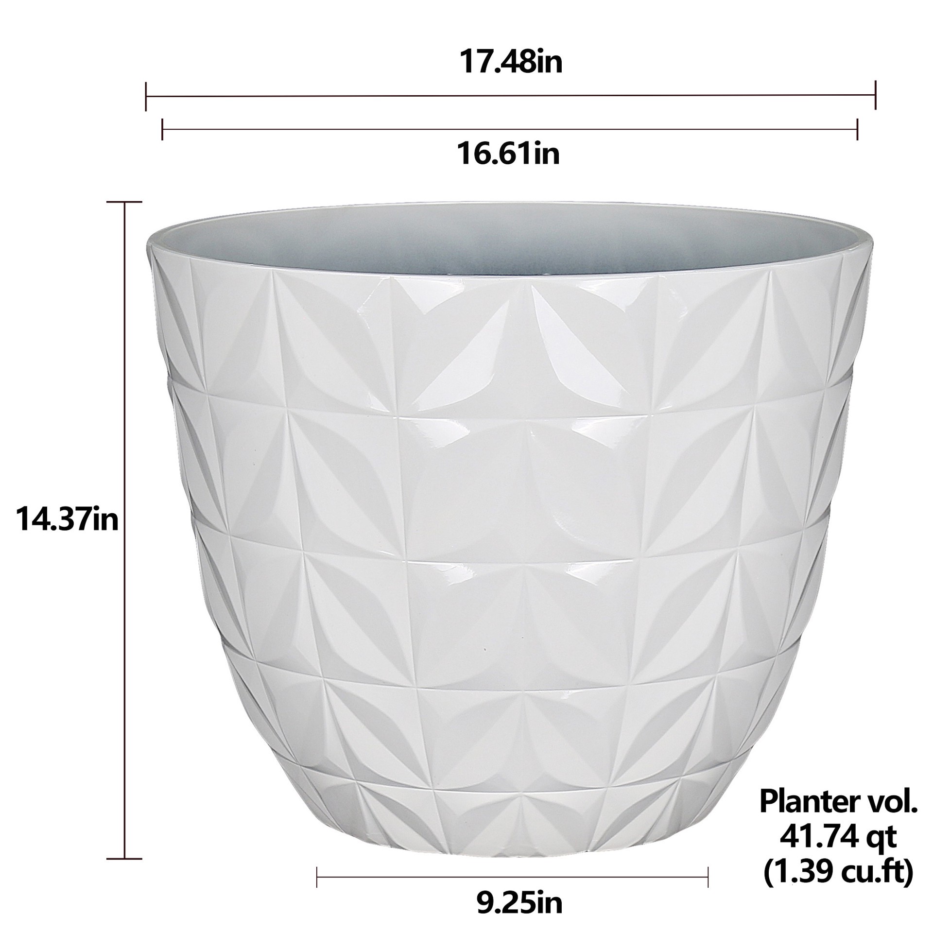 slide 6 of 6, allen + roth 16.61-in W x 16.61-in L White Resin Indoor/Outdoor Planter, 1 ct