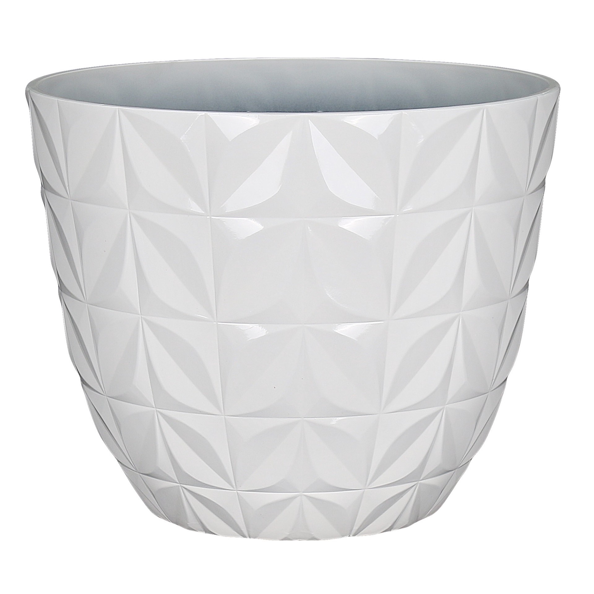 slide 1 of 6, allen + roth 16.61-in W x 16.61-in L White Resin Indoor/Outdoor Planter, 1 ct