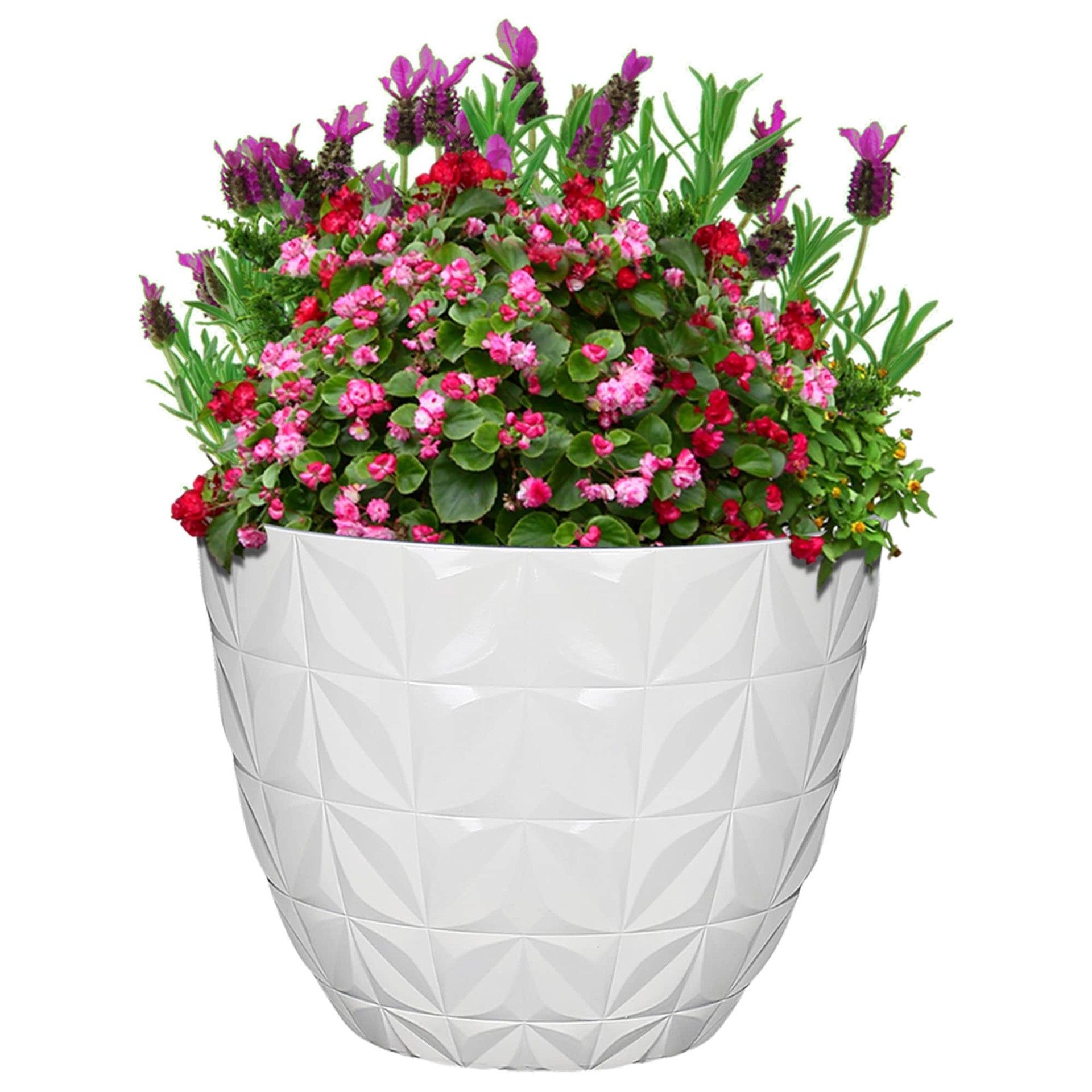 slide 5 of 6, allen + roth Round 13.86-in W x 13.86-in L White Recycled plastic Indoor/Outdoor Planter, 1 ct