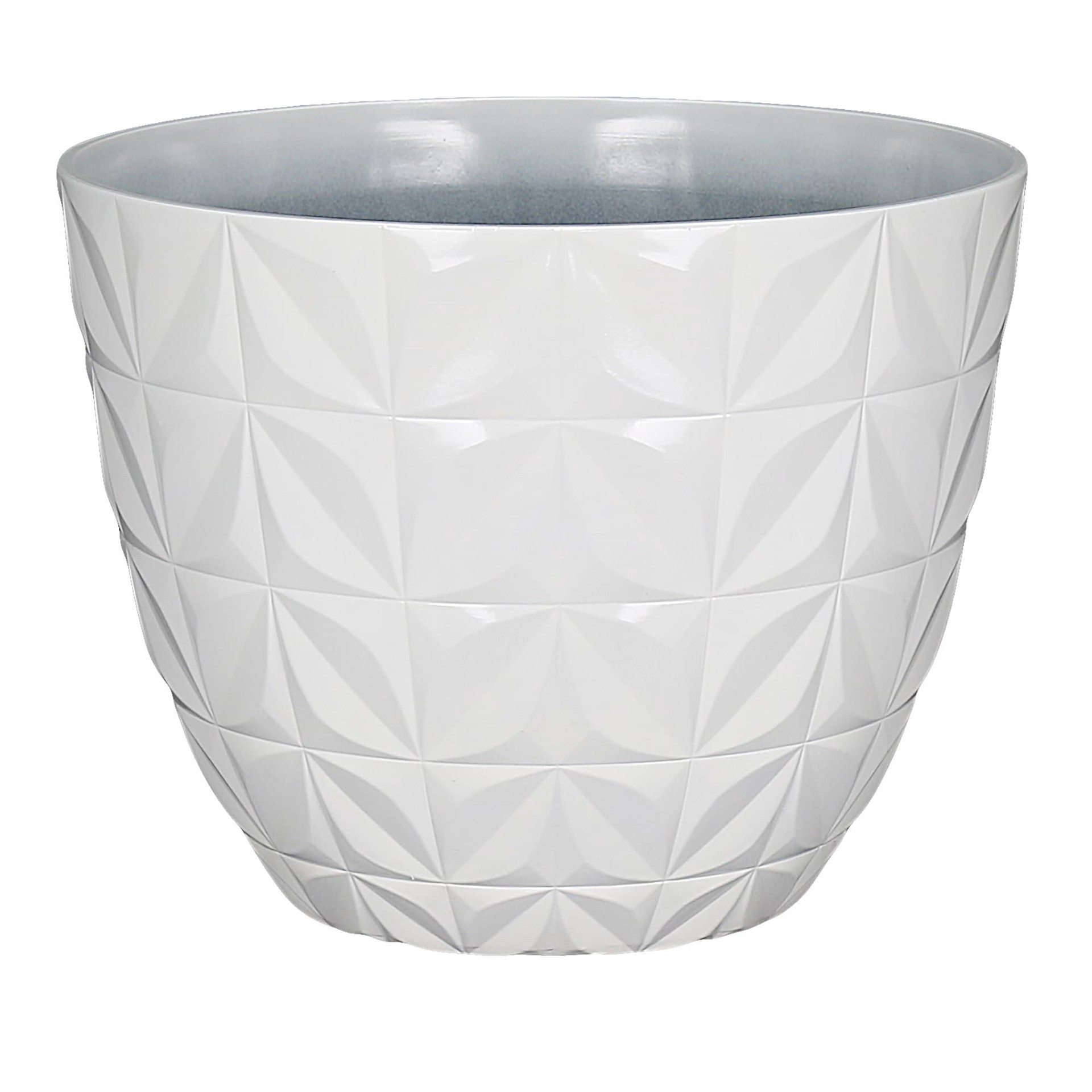 slide 1 of 6, allen + roth Round 13.86-in W x 13.86-in L White Recycled plastic Indoor/Outdoor Planter, 1 ct