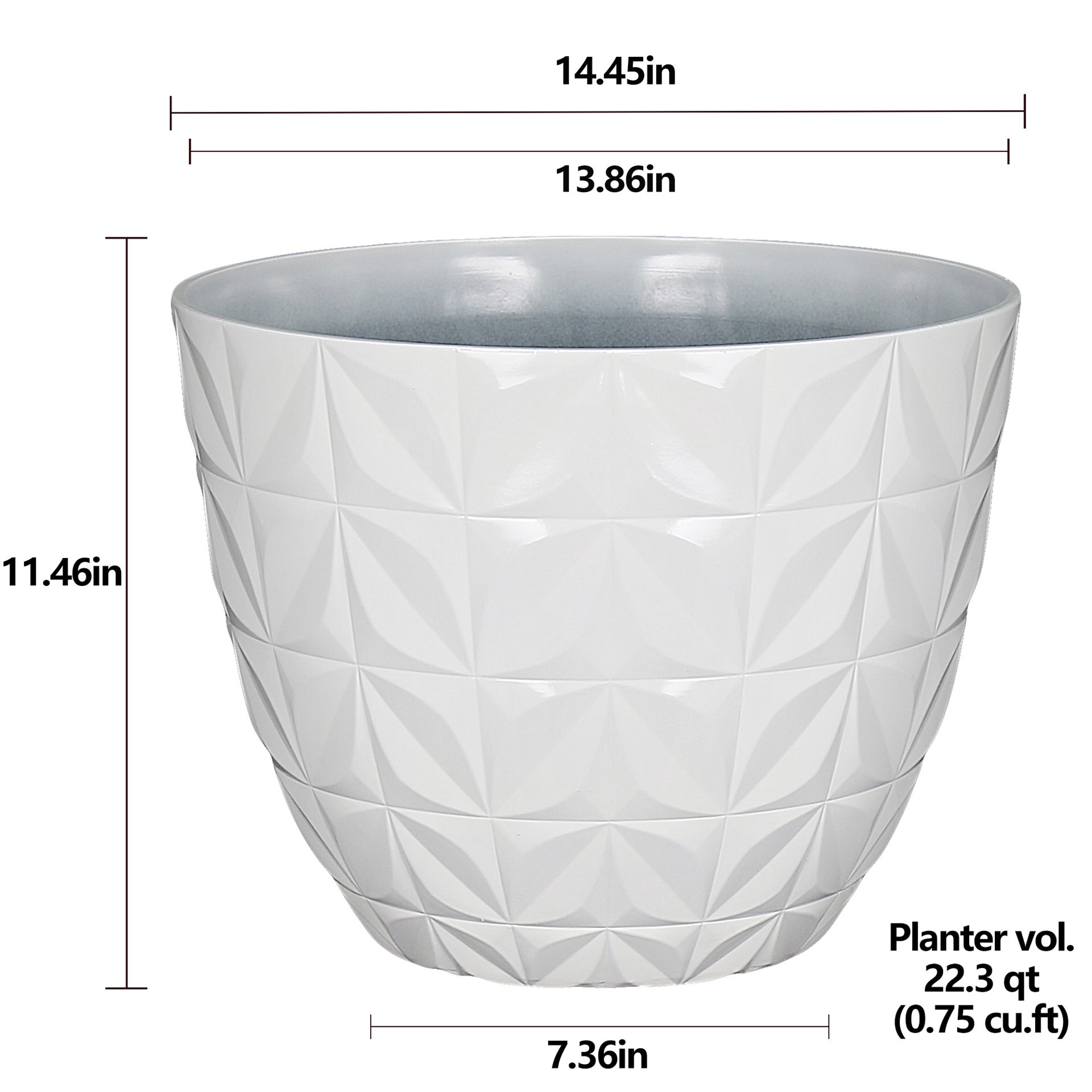 slide 6 of 6, allen + roth Round 13.86-in W x 13.86-in L White Recycled plastic Indoor/Outdoor Planter, 1 ct