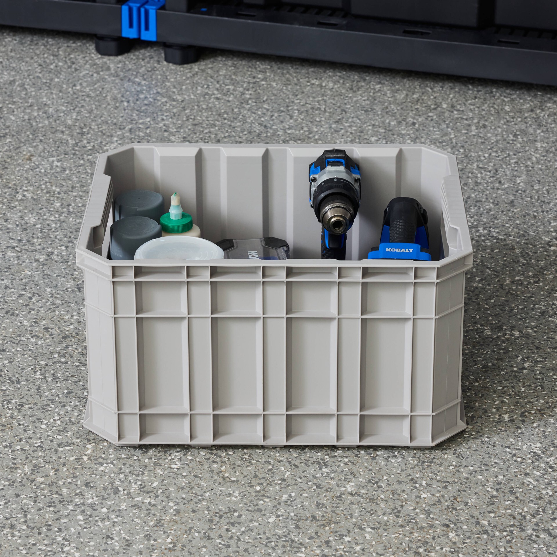 slide 4 of 6, Kobalt Medium 8.5 -Gallons ( 34 -Quarts ) Grey Heavy Duty Stackable Tote, 1 ct