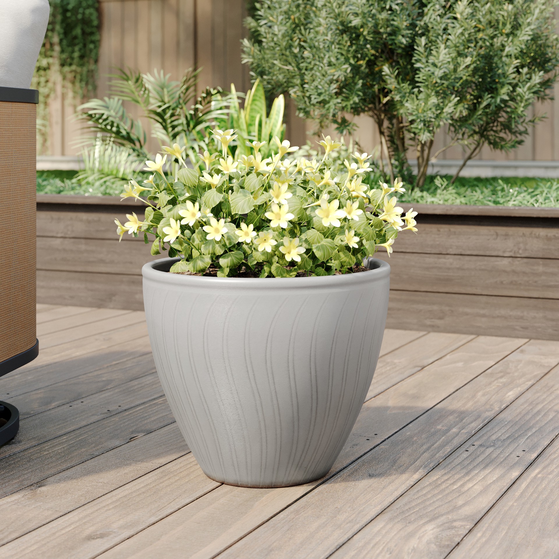 slide 2 of 6, allen + roth Round 11.8-in W x 11.8-in L White Ceramic Outdoor Planter, 1 ct