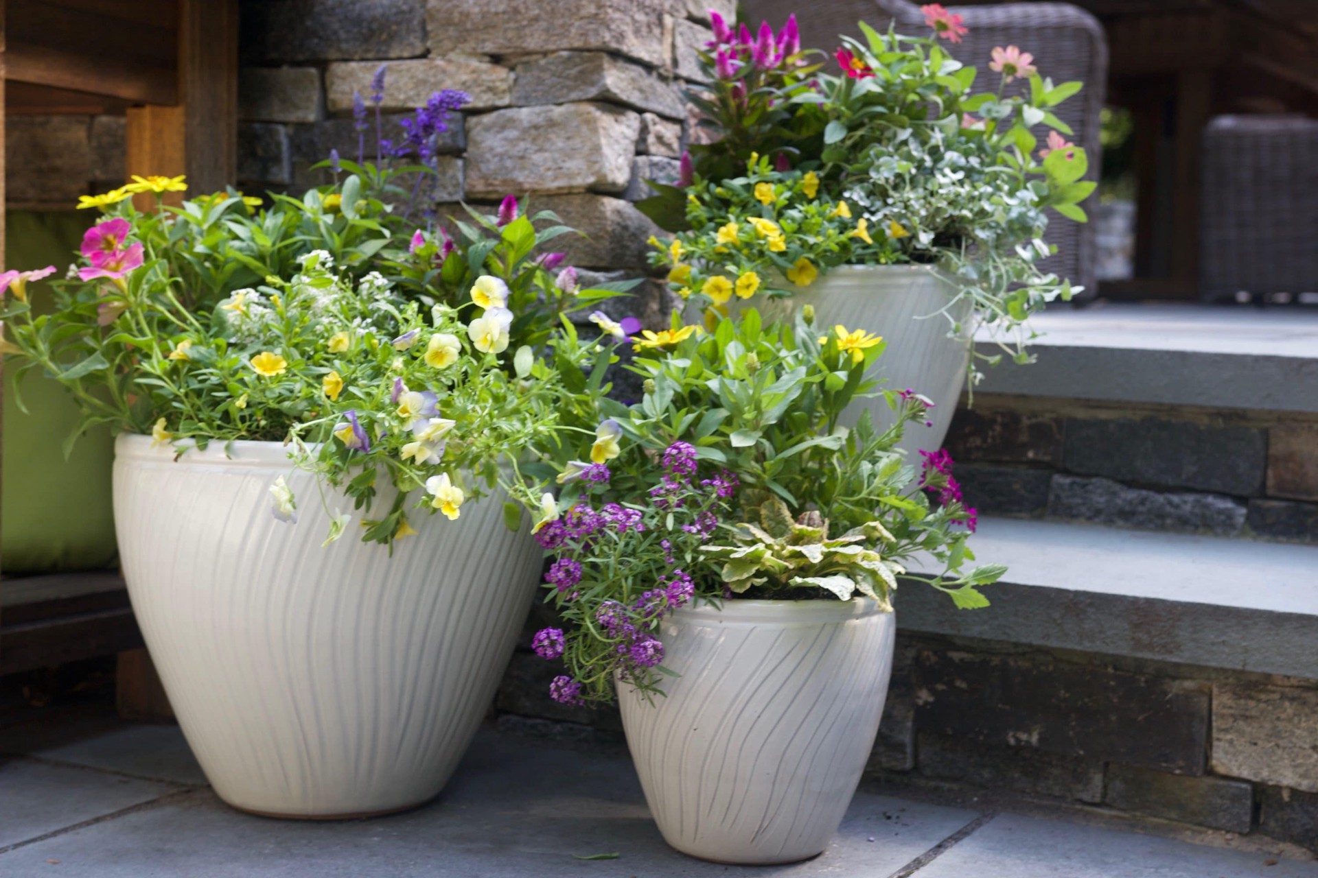 slide 3 of 5, allen + roth Round 7.5-in W x 7.5-in L White Ceramic Outdoor Planter, 1 ct