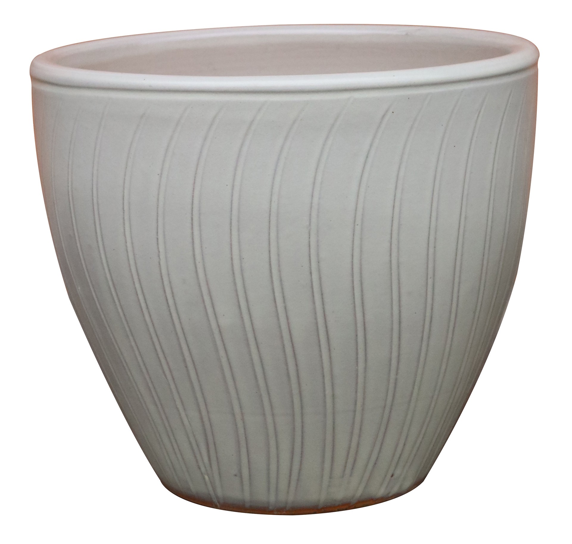 slide 1 of 5, allen + roth Round 7.5-in W x 7.5-in L White Ceramic Outdoor Planter, 1 ct