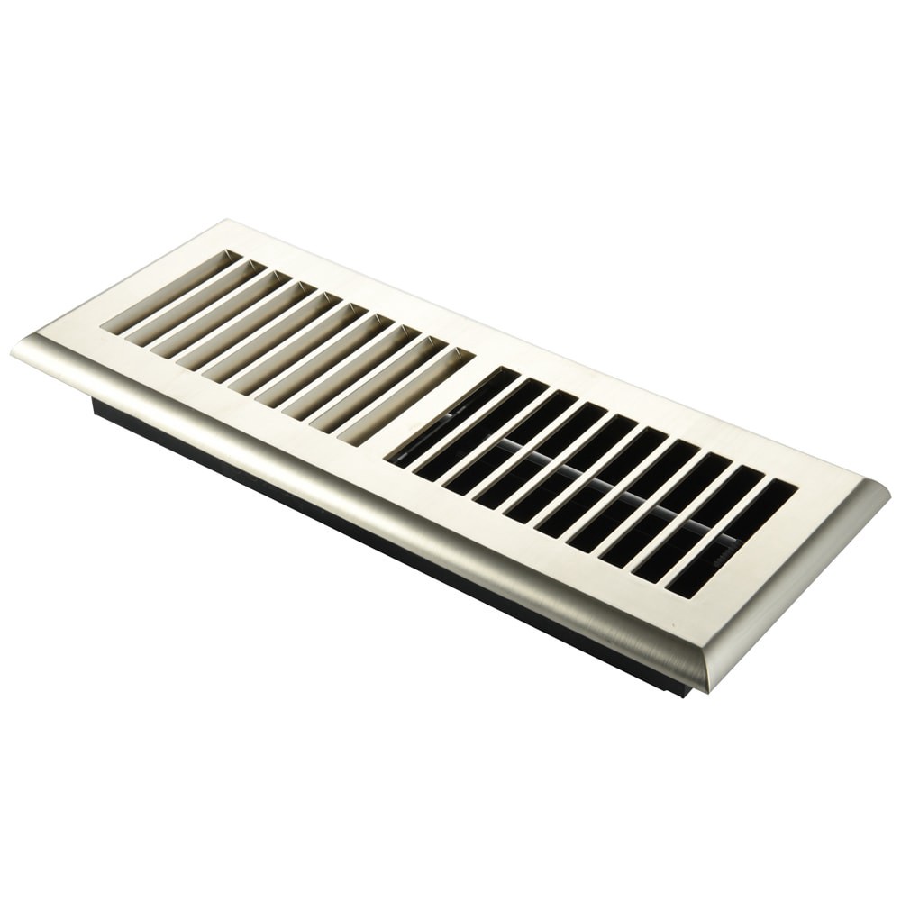 slide 3 of 6, allen + roth 4-in x 12-in ABS resin Satin Nickel Floor Register, 1 ct