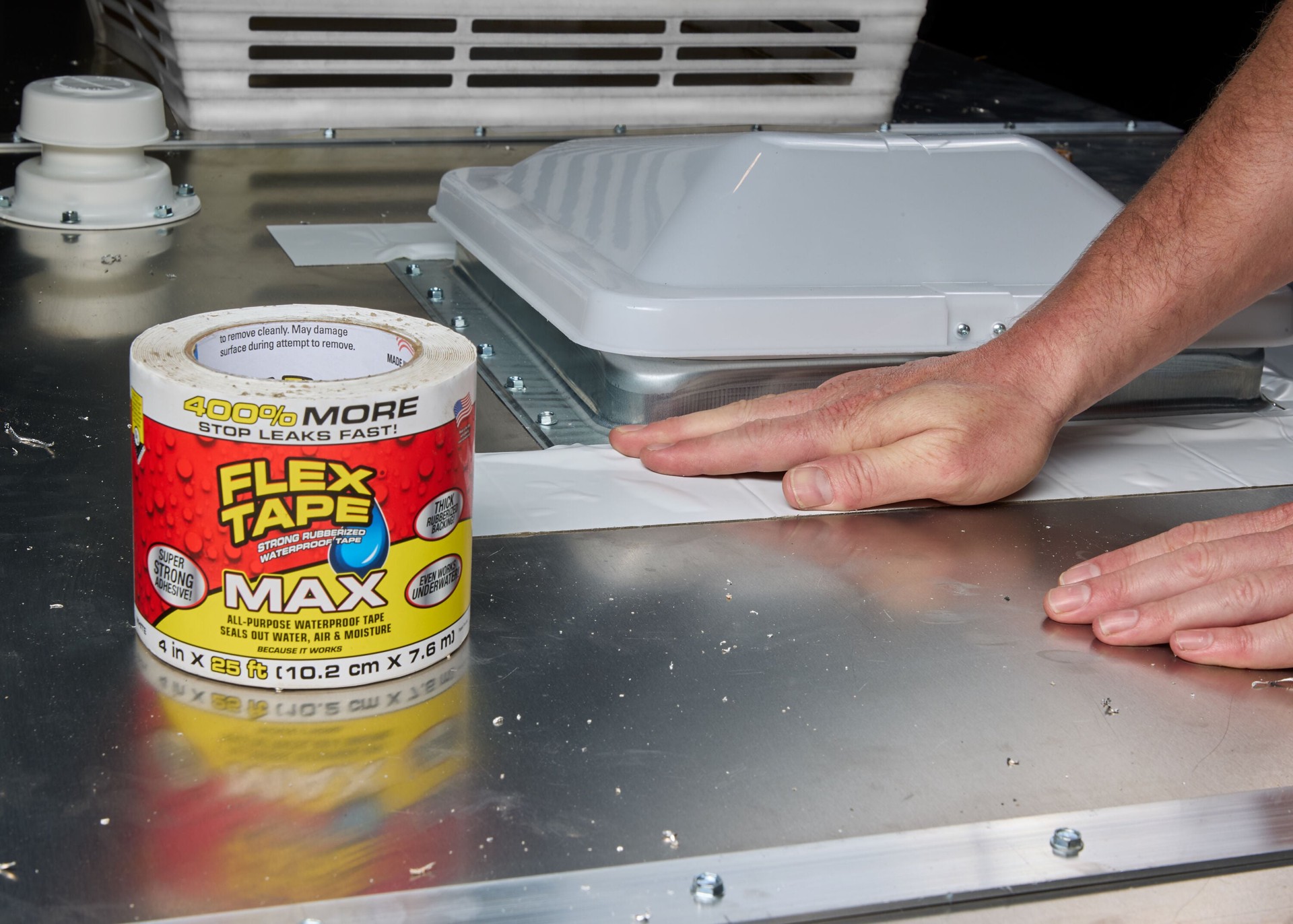 slide 3 of 6, Flex Tape Max White Waterproof Rubberized Duct Tape 4-in x 25 Feet, 1 ct