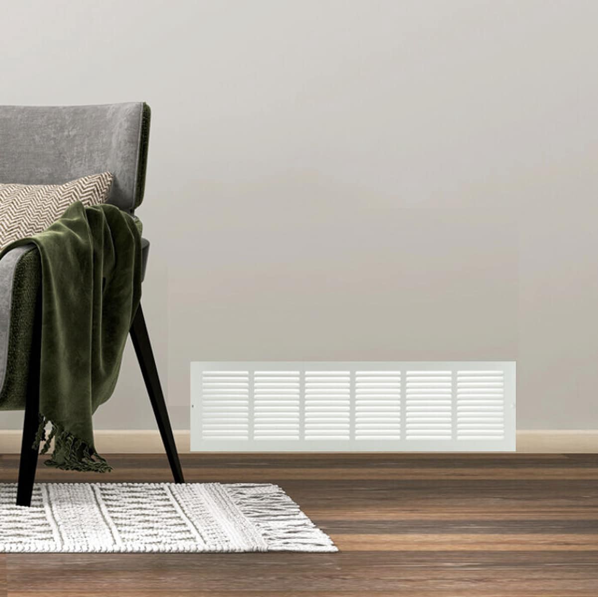 slide 6 of 6, RELIABILT 12-in x 6-in Steel White Baseboard grille ( Outside Width- 13.57-in ), 1 ct