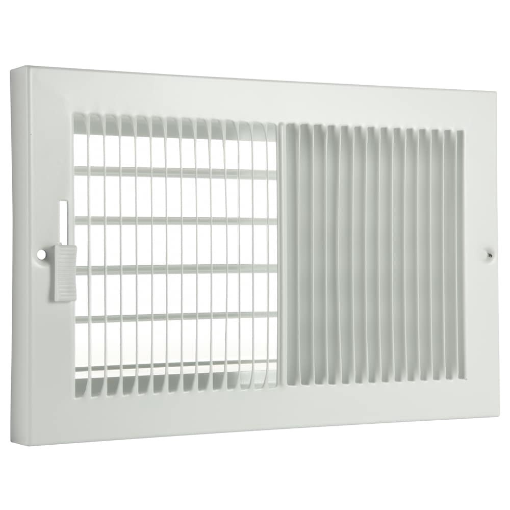 slide 3 of 6, RELIABILT 10-in x 6-in 2-way Steel White Baseboard register ( Outside Width- 11.25-in ), 1 ct